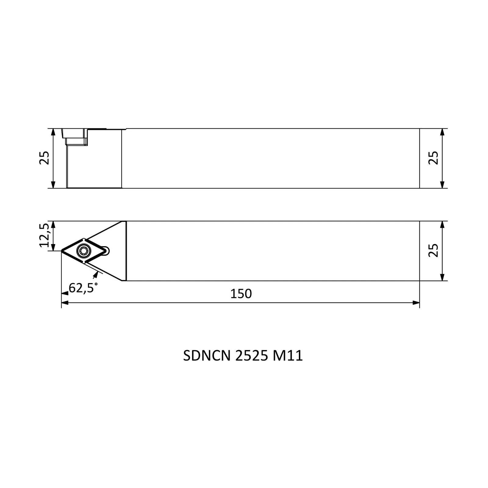 SDNCN 2525 M11 &mdash; dimensioned drawing