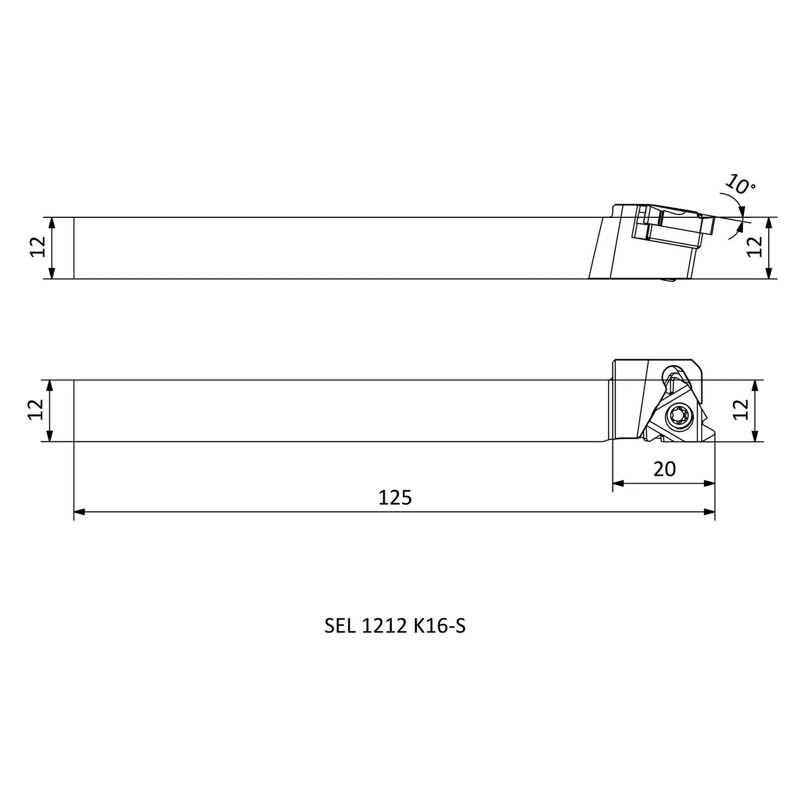 SEL 1212 K16-S &mdash; dimensioned drawing