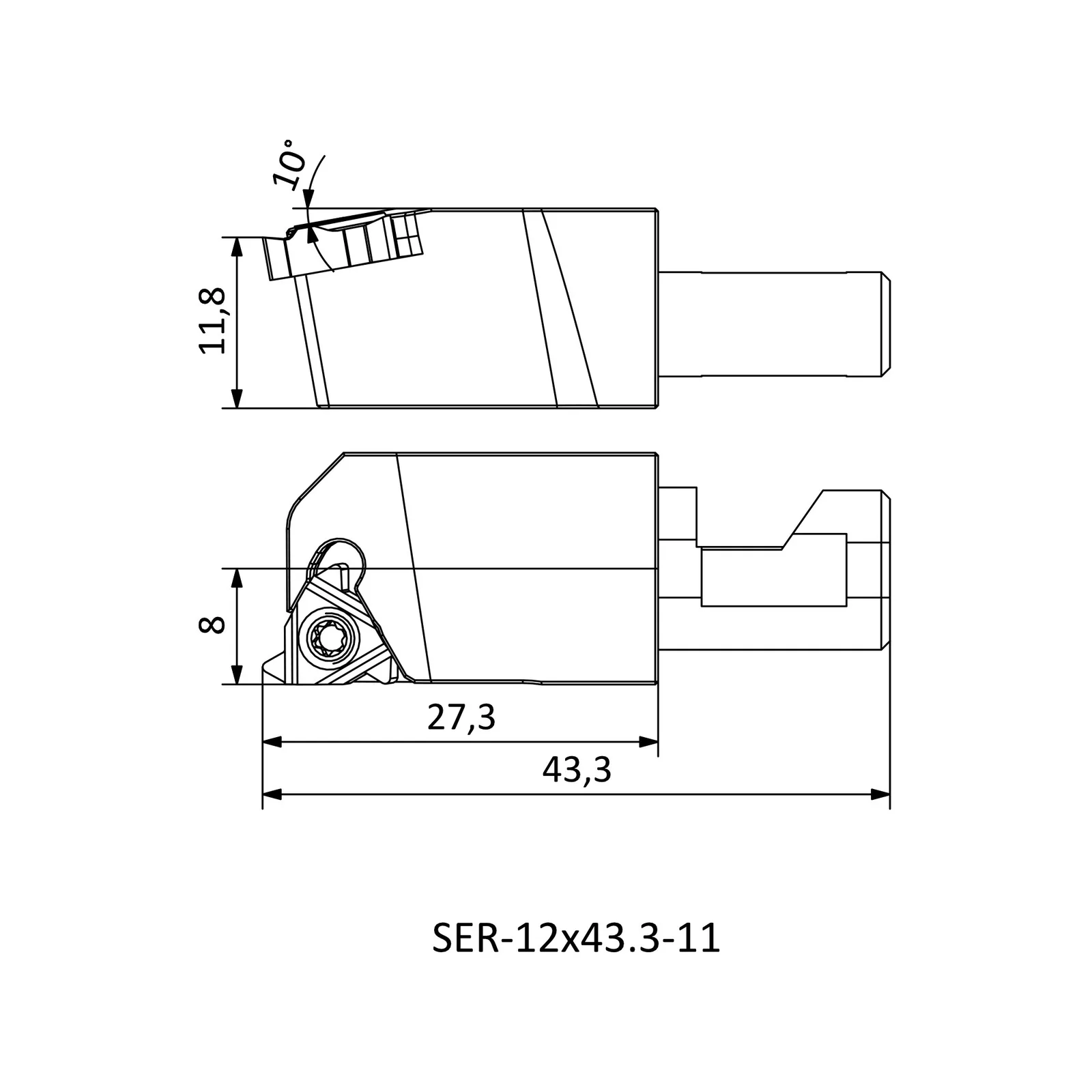 SER-12x43.3-11 &mdash; dimensioned drawing