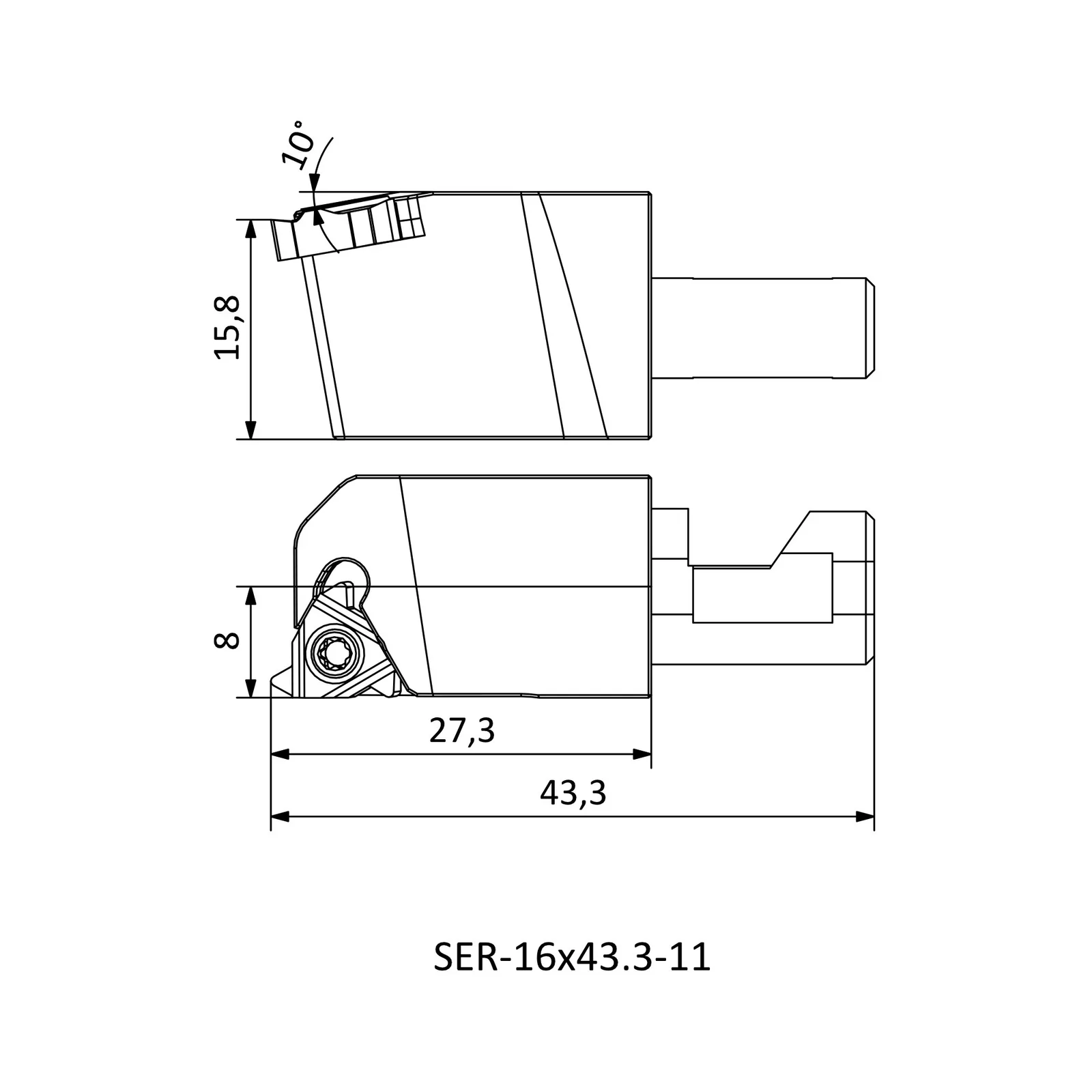 SER-16x43.3-11 &mdash; dimensioned drawing