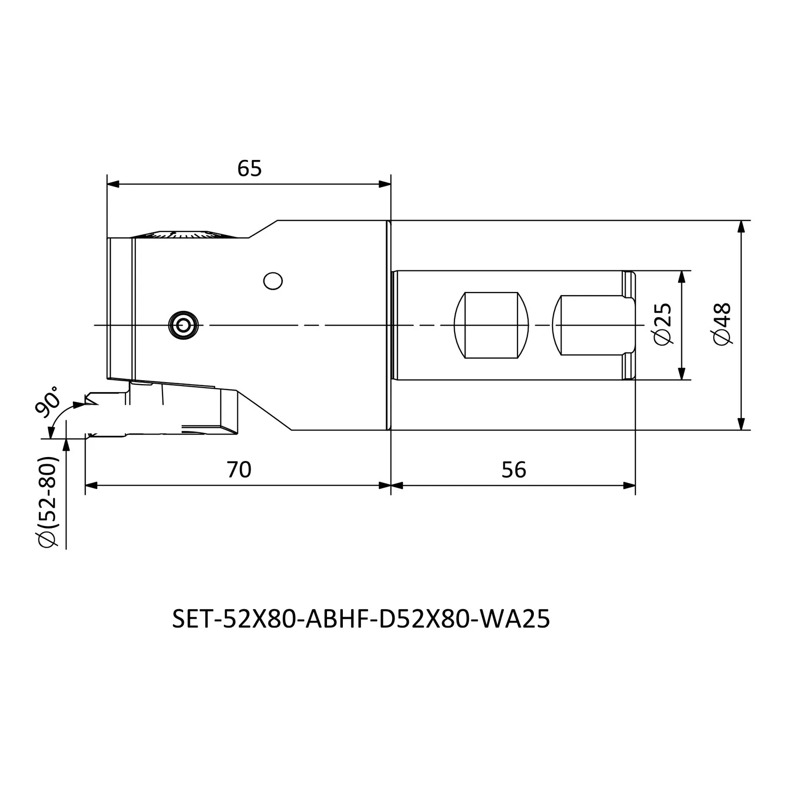 SET-ABHF-D52X80-WA25 &mdash; dimensioned drawing