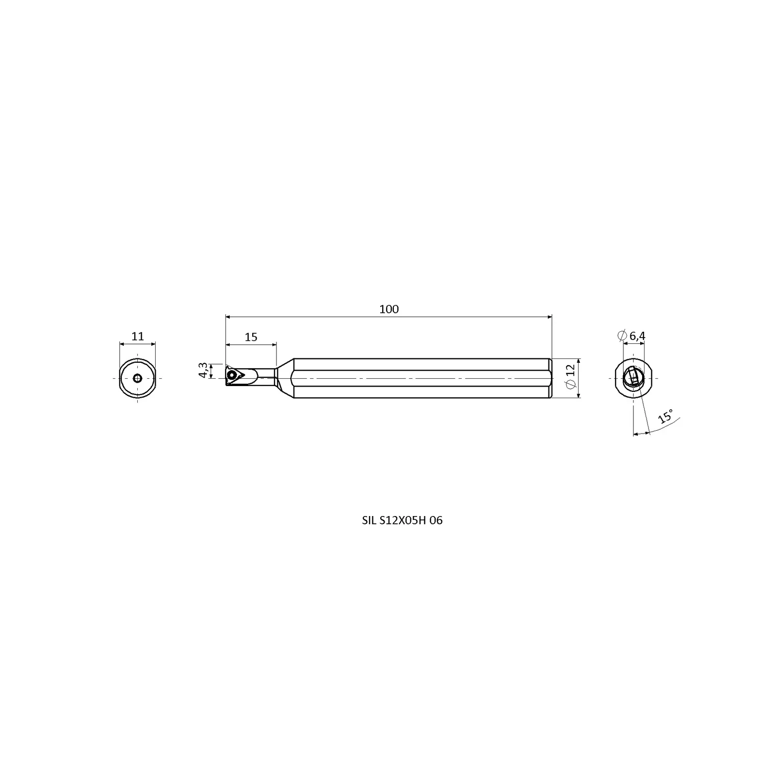 SIL S12X05H 06 &mdash; dimensioned drawing