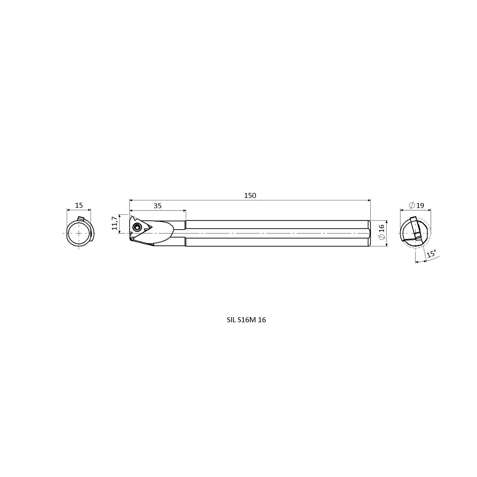 SIL S16M 16 &mdash; dimensioned drawing