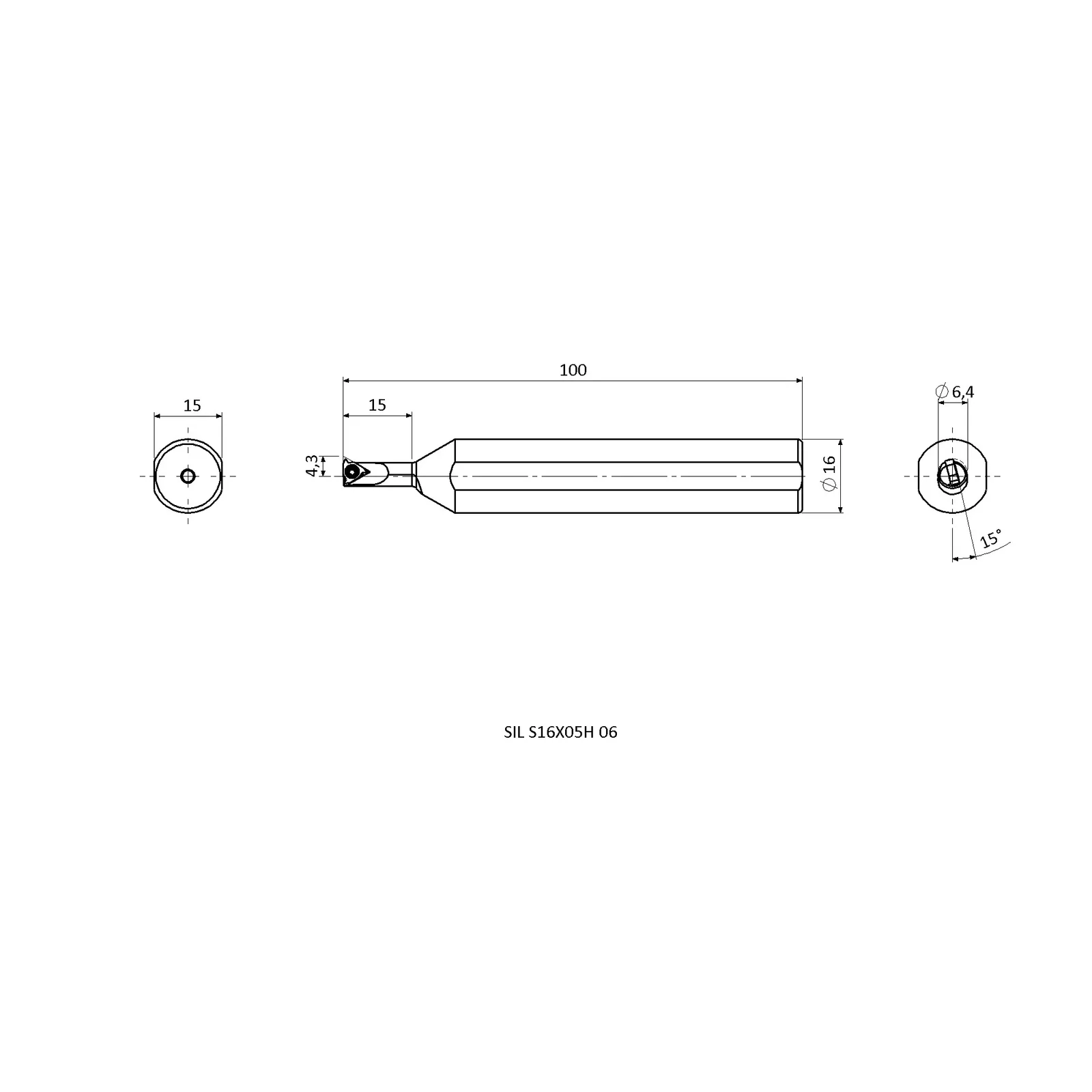 SIL S16X05H 06 &mdash; dimensioned drawing