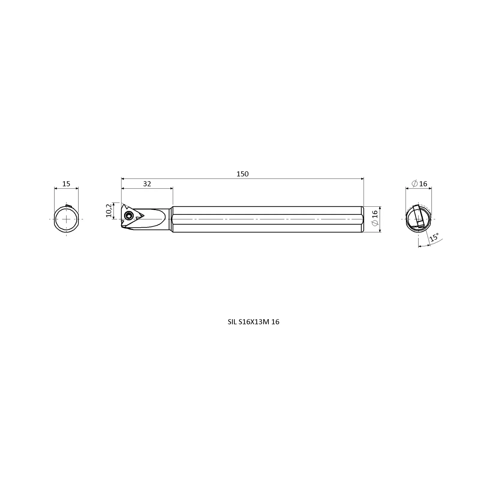 SIL S16X13M 16 &mdash; dimensioned drawing