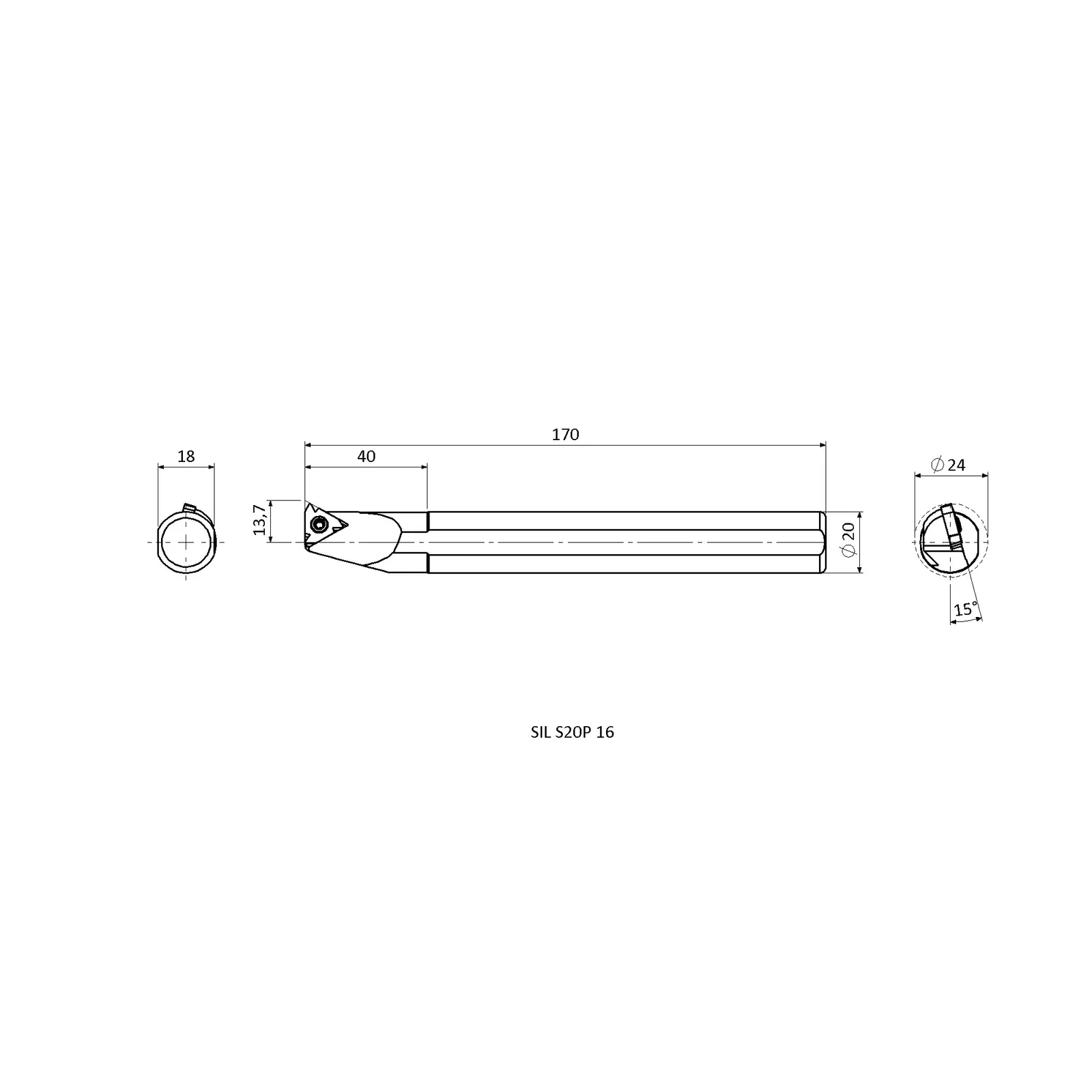 SIL S20P 16 &mdash; dimensioned drawing