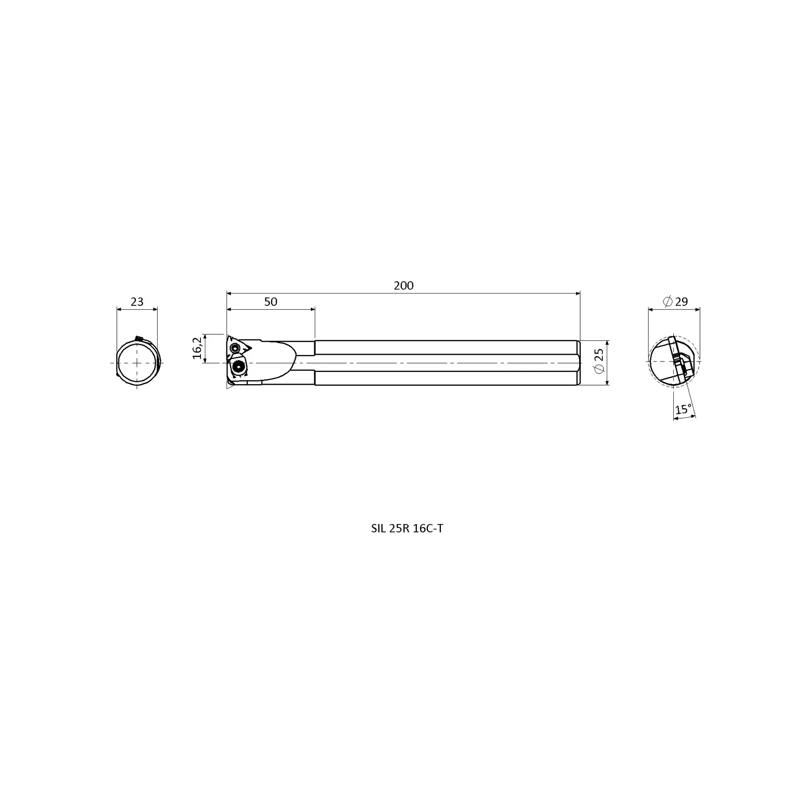 SIL S25R 16C-T &mdash; dimensioned drawing