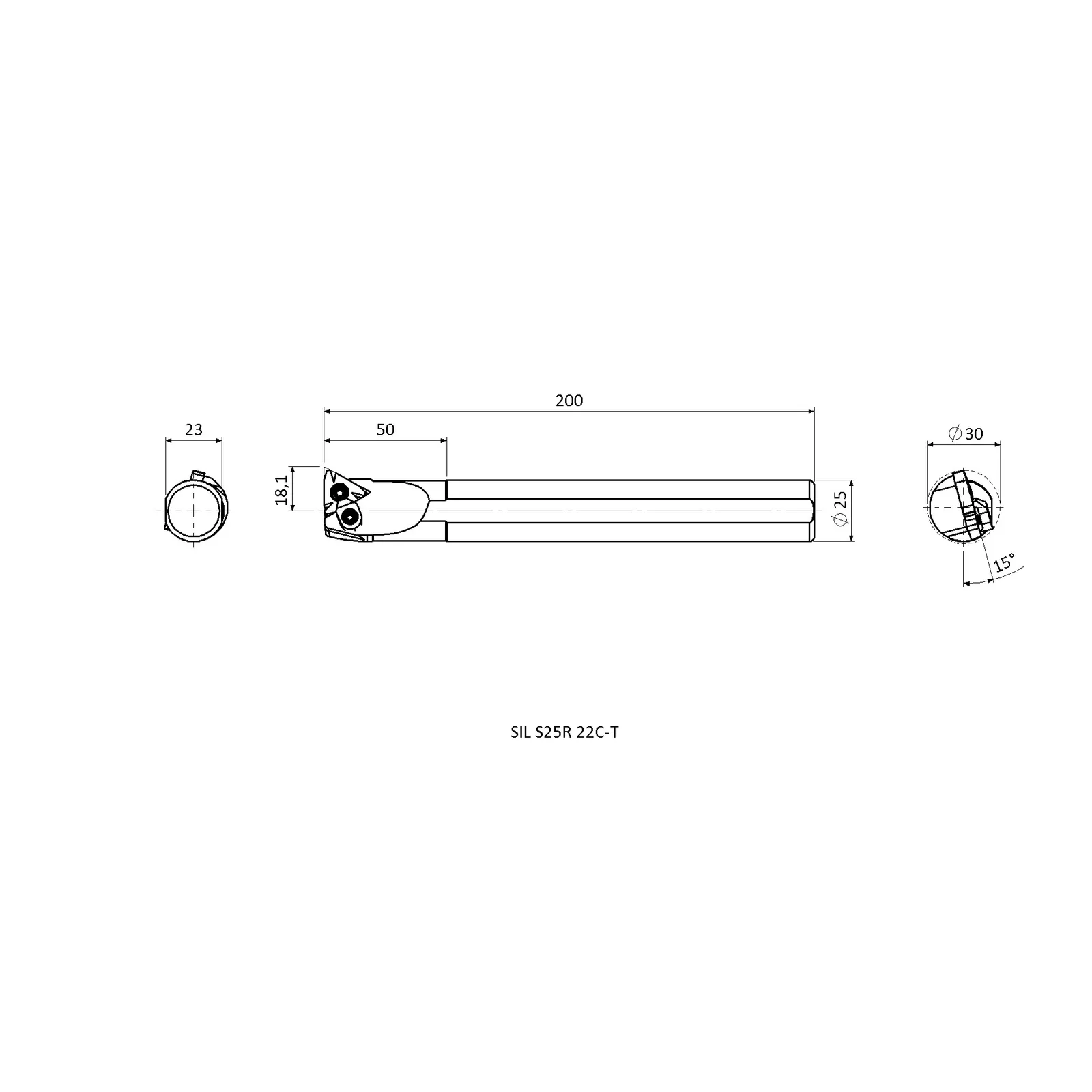 SIL S25R 22C-T &mdash; dimensioned drawing