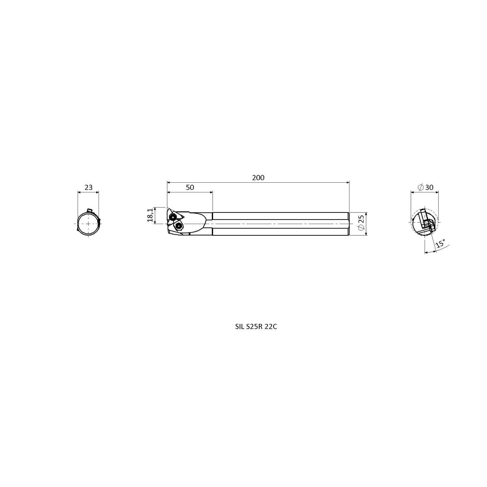 SIL S25R 22C &mdash; dimensioned drawing