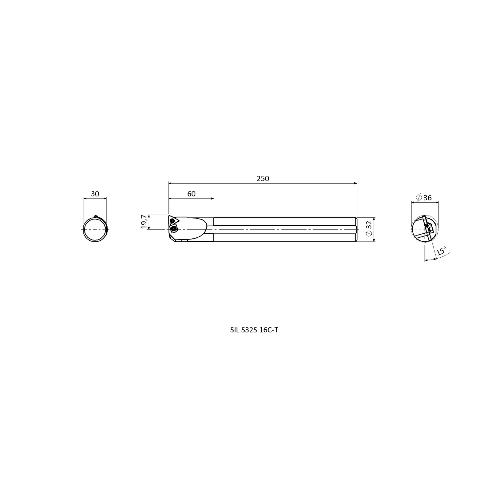 SIL S32S 16C-T &mdash; dimensioned drawing