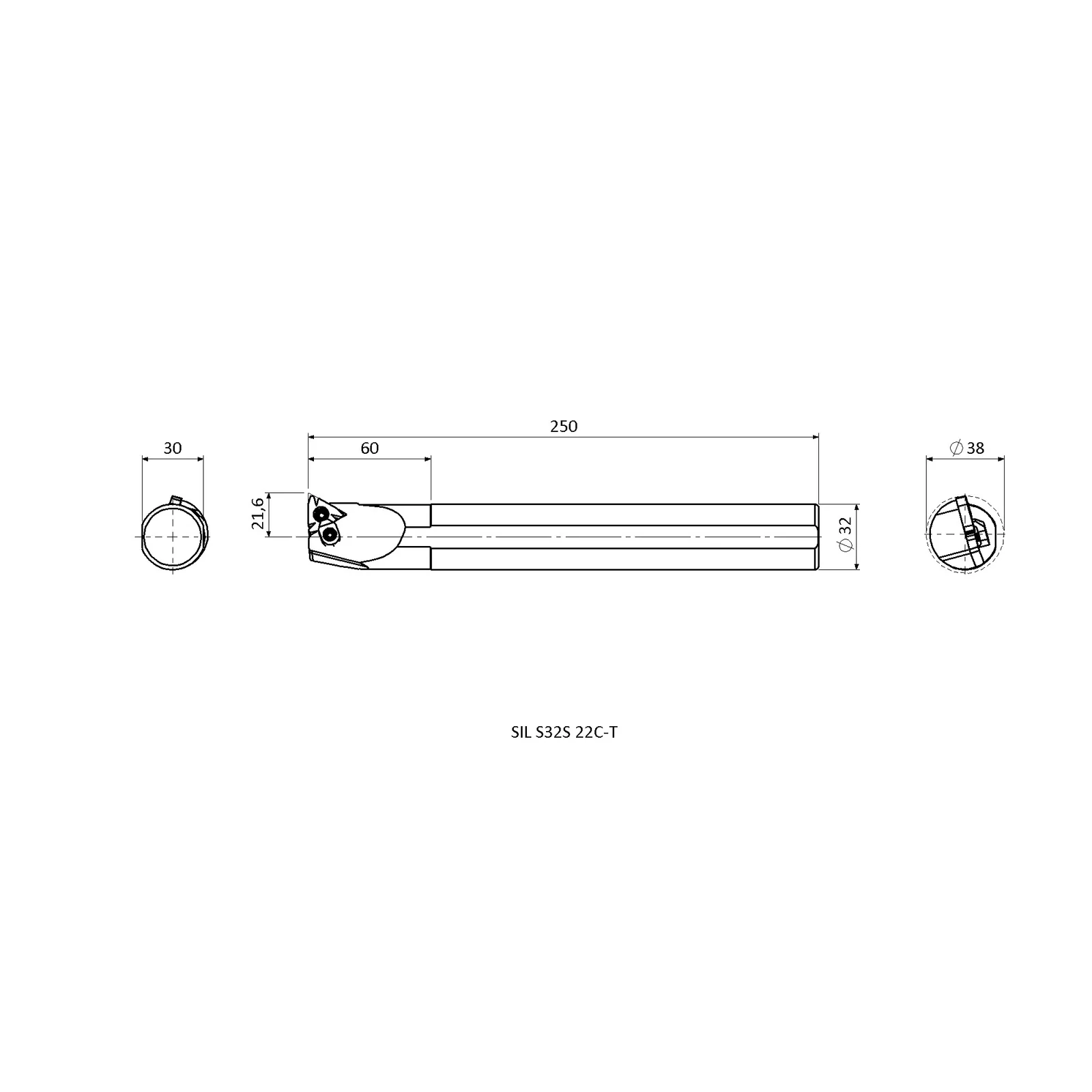 SIL S32S 22C-T &mdash; dimensioned drawing