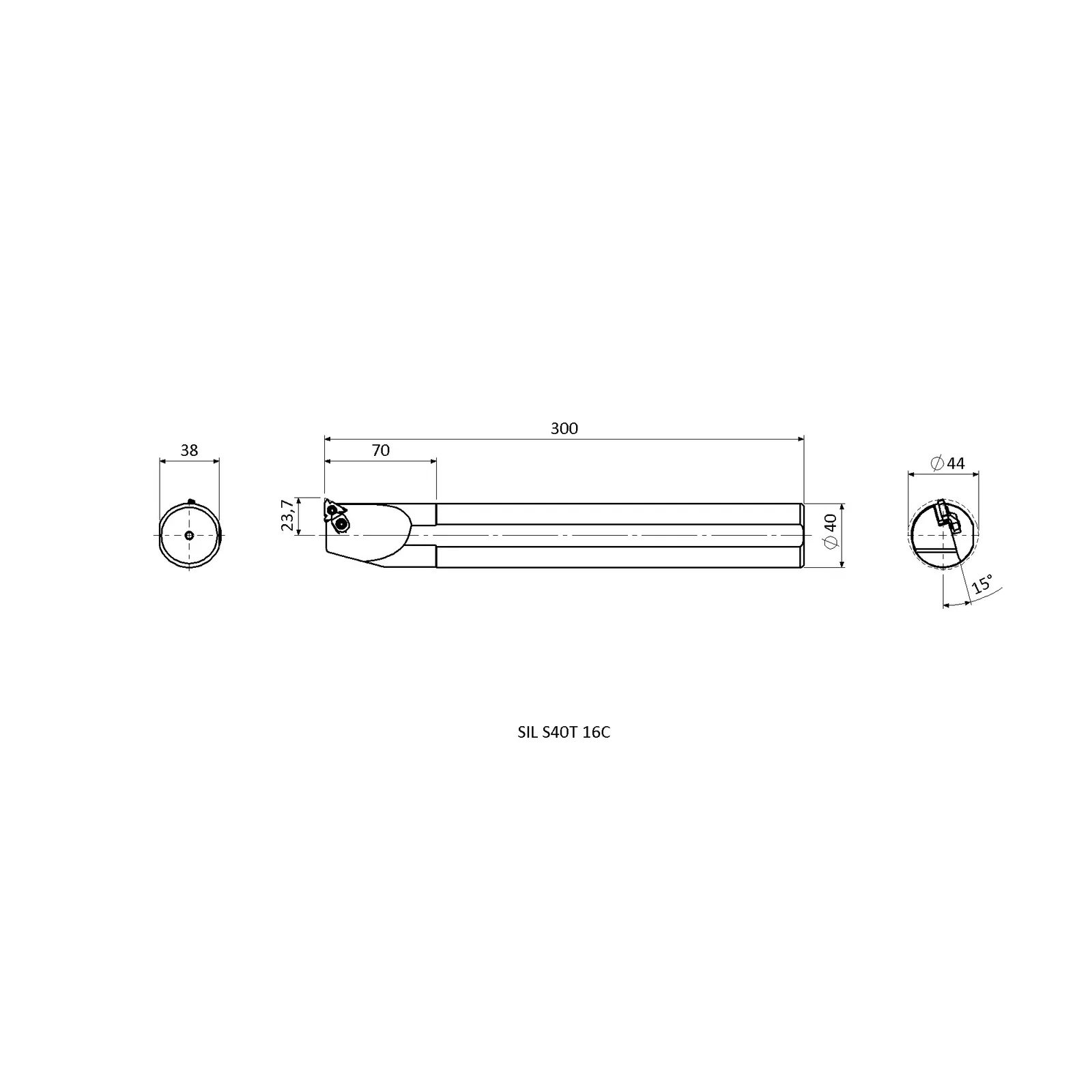 SIL S40T 16C &mdash; dimensioned drawing