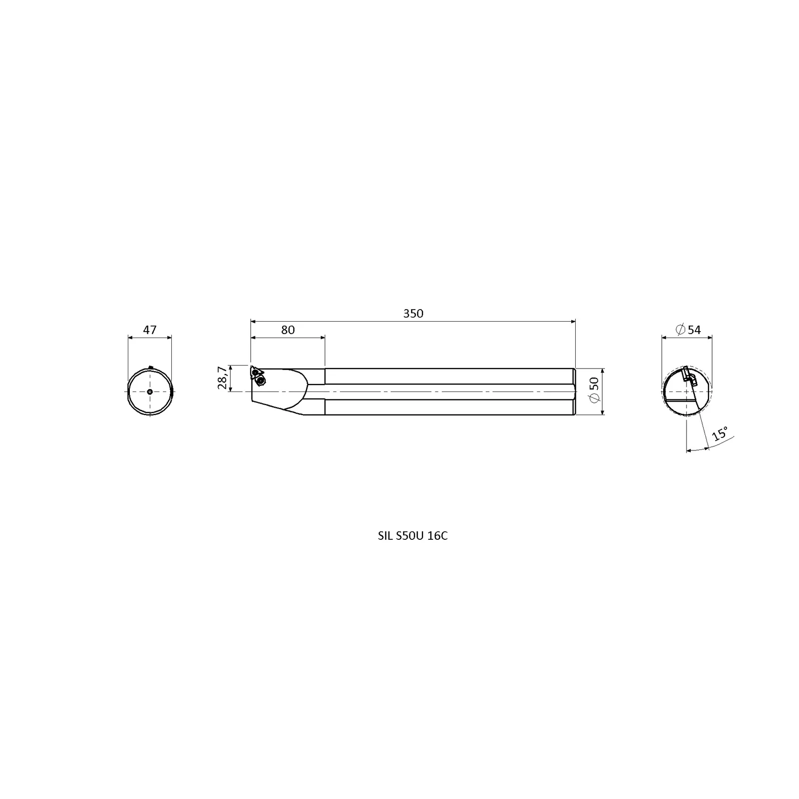 SIL S50U 16C &mdash; dimensioned drawing