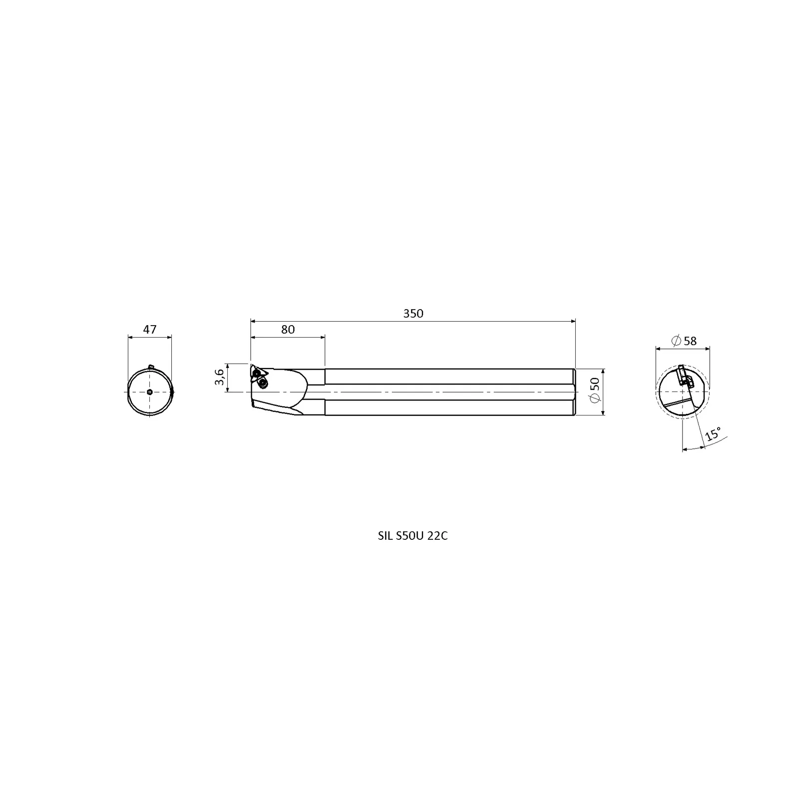 SIL S50U 22C &mdash; dimensioned drawing