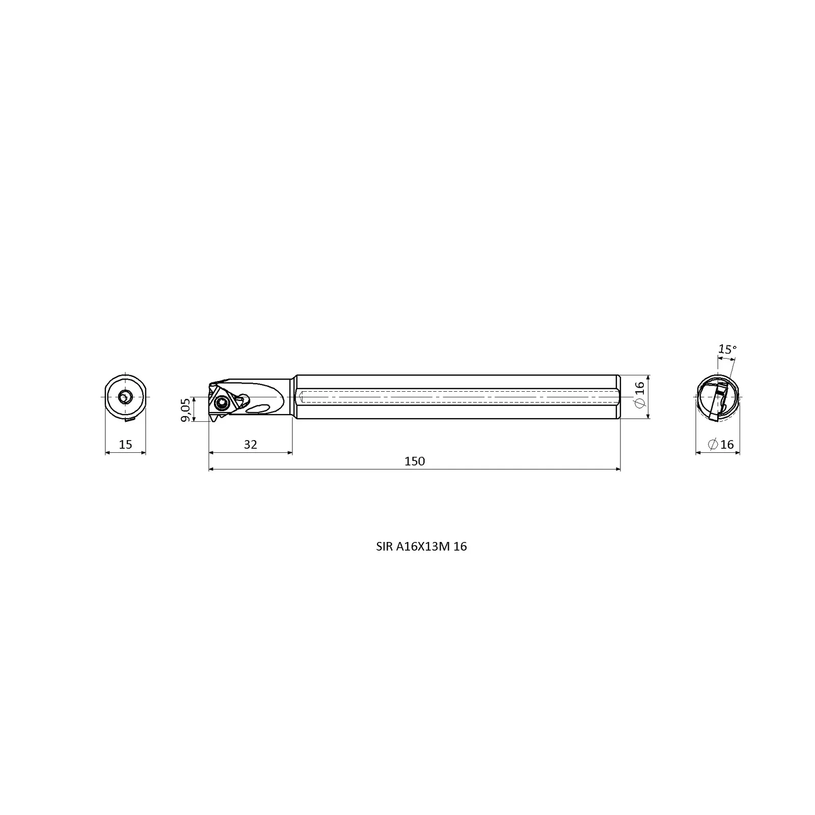 SIR A16X13M 16 &mdash; dimensioned drawing