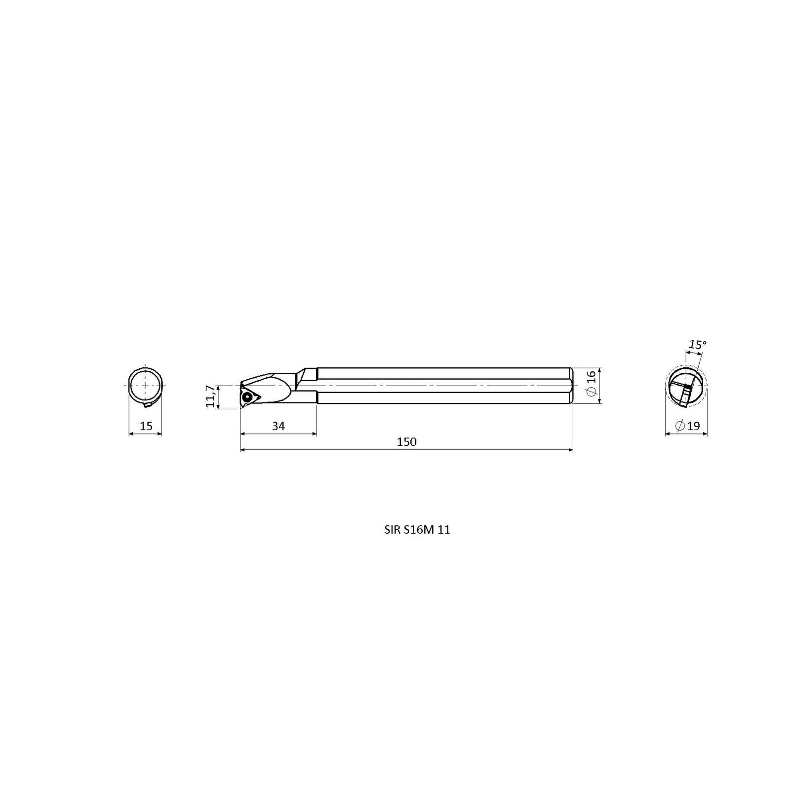 SIR S16M 11 &mdash; dimensioned drawing