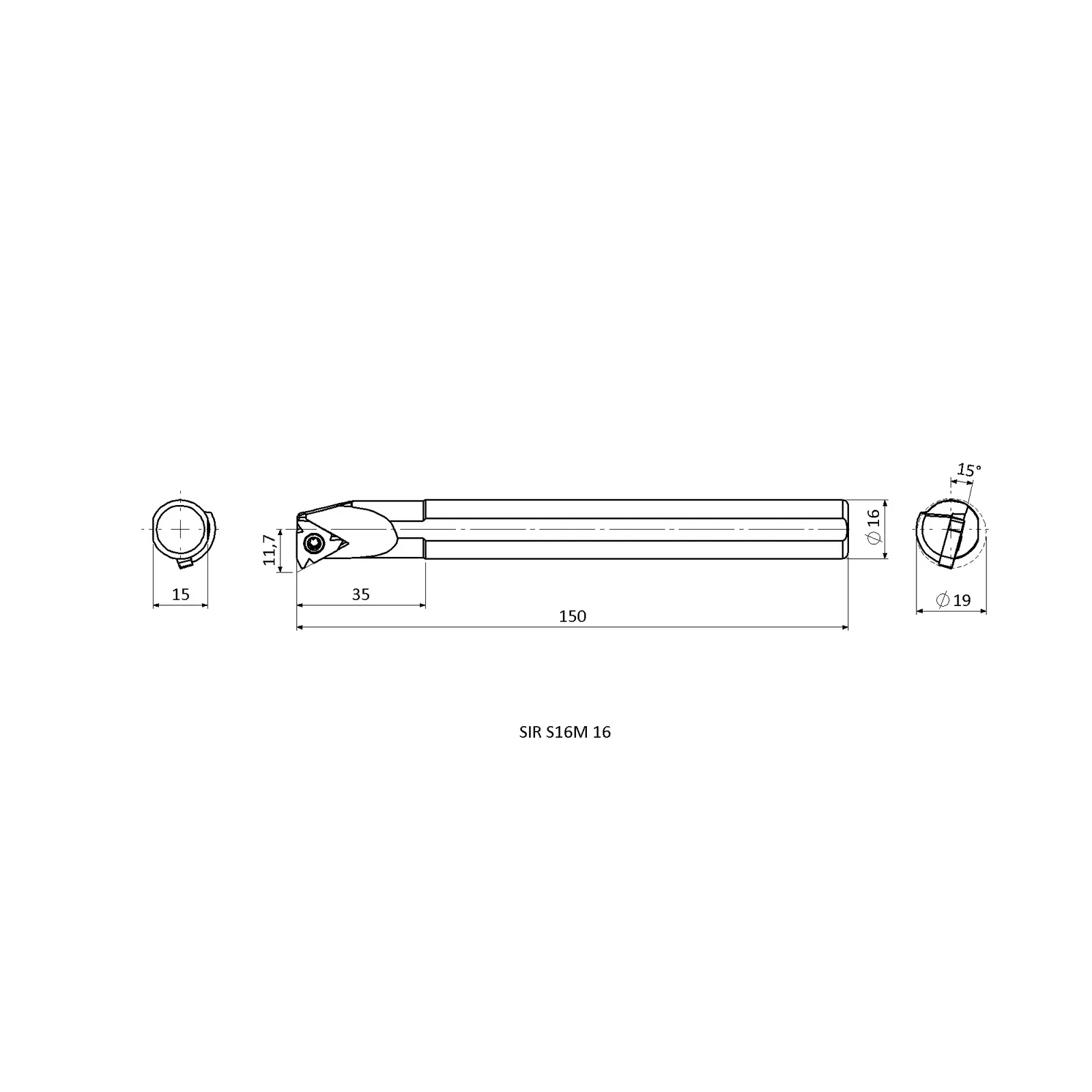 SIR S16M 16 &mdash; dimensioned drawing