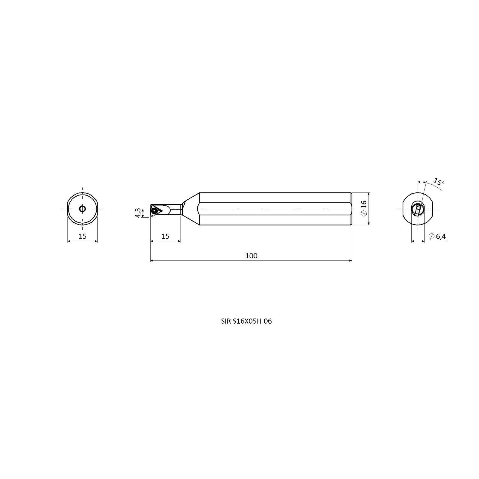 SIR S16X05H 06 &mdash; dimensioned drawing