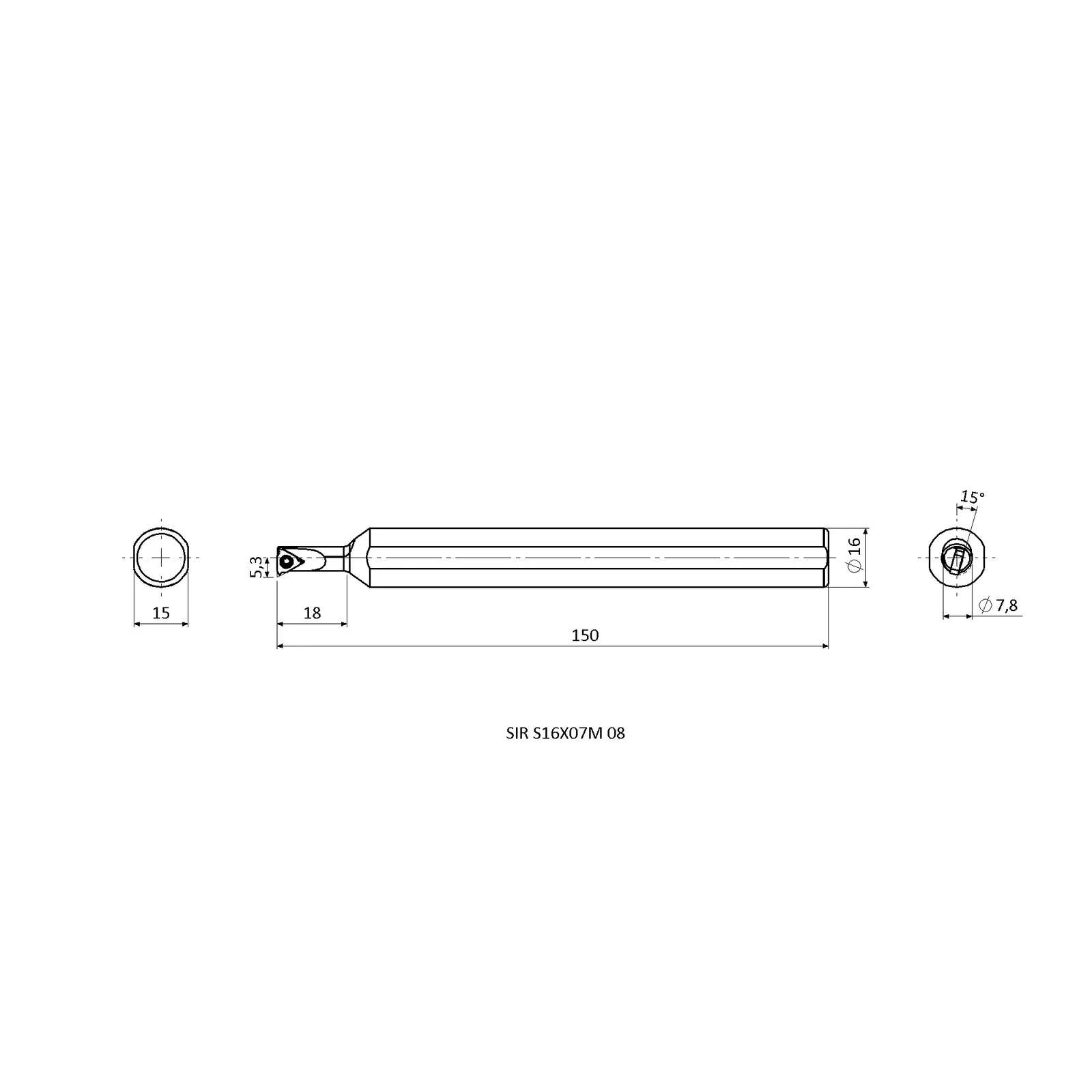 SIR S16X07M 08 &mdash; dimensioned drawing