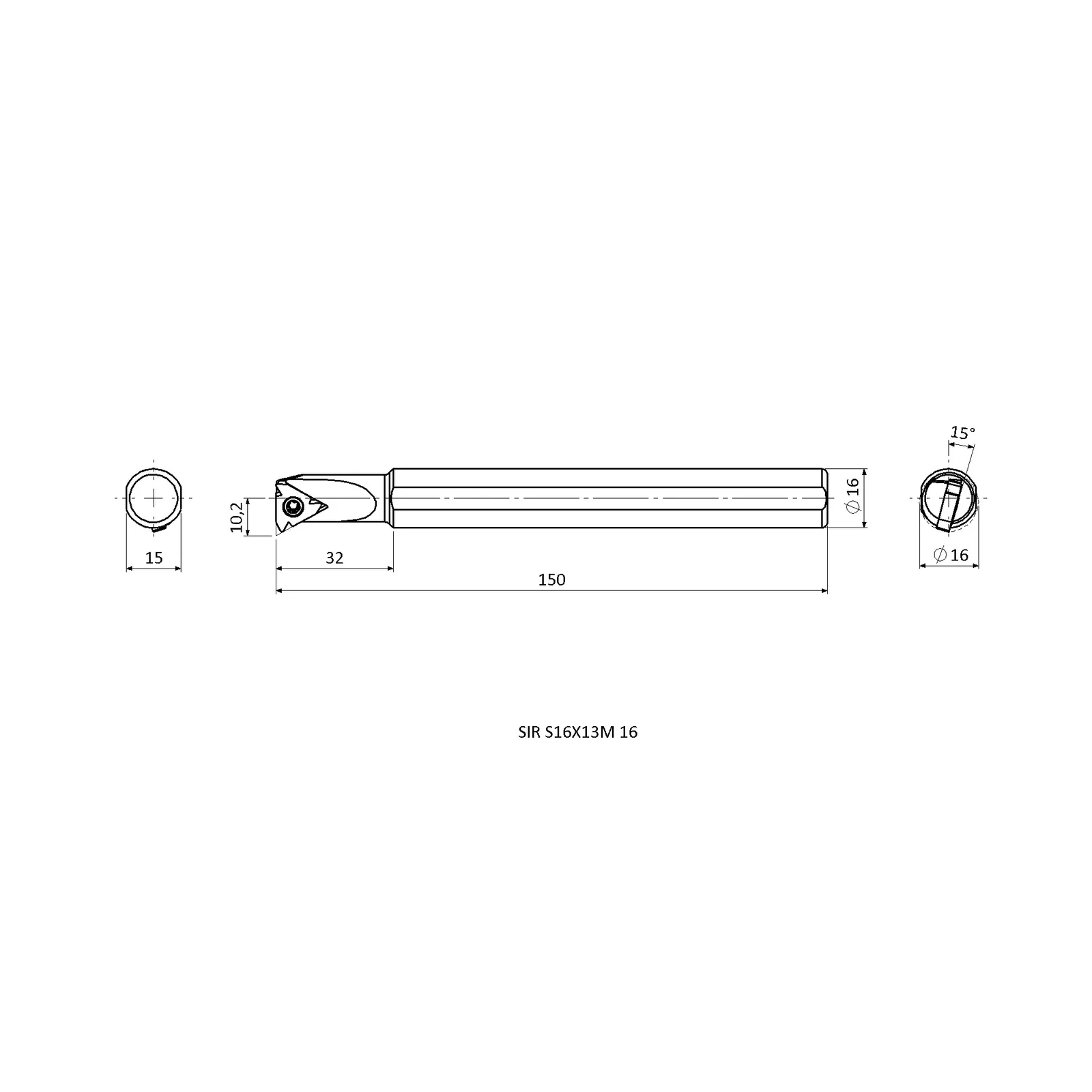 SIR S16X13M 16 &mdash; dimensioned drawing