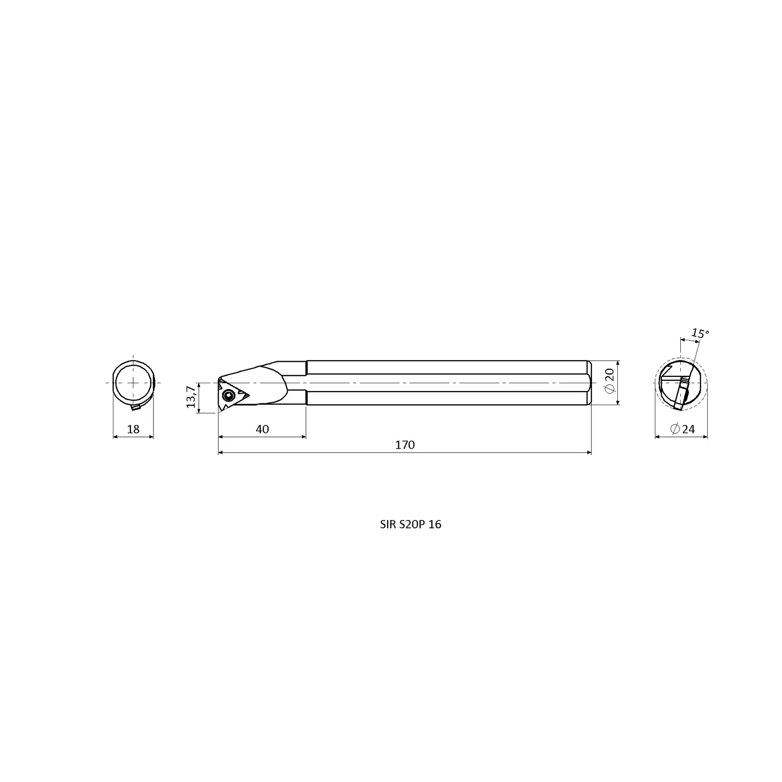 SIR S20P 16 &mdash; dimensioned drawing