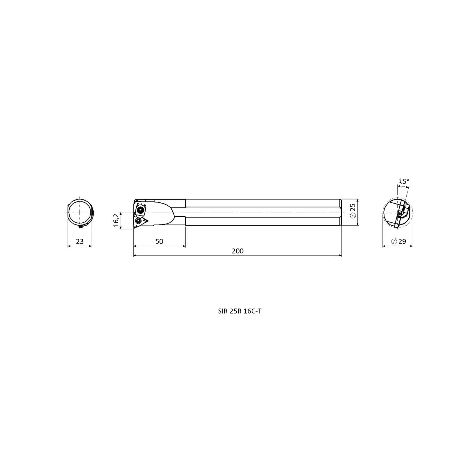 SIR S25R 16C-T &mdash; dimensioned drawing