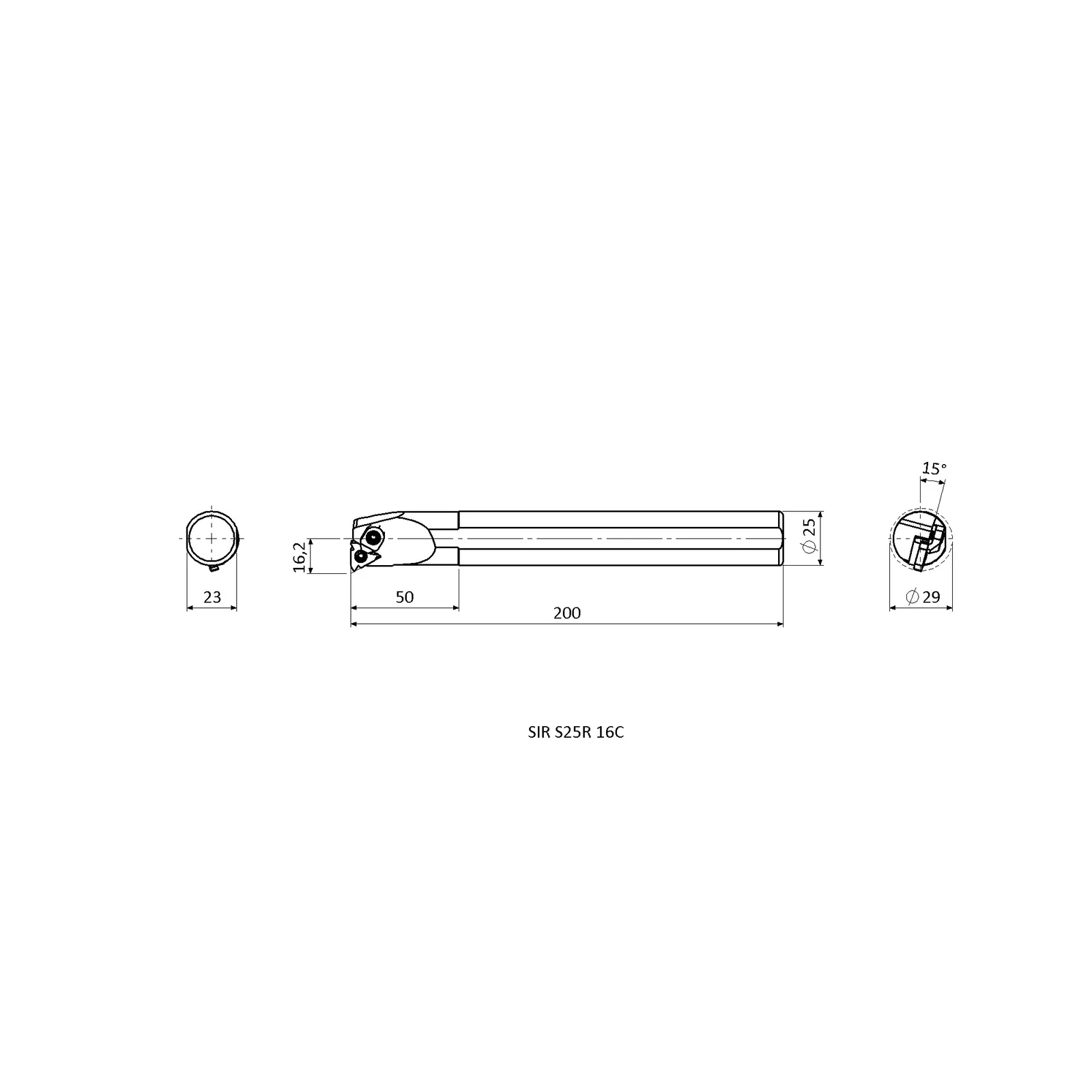 SIR S25R 16C &mdash; dimensioned drawing
