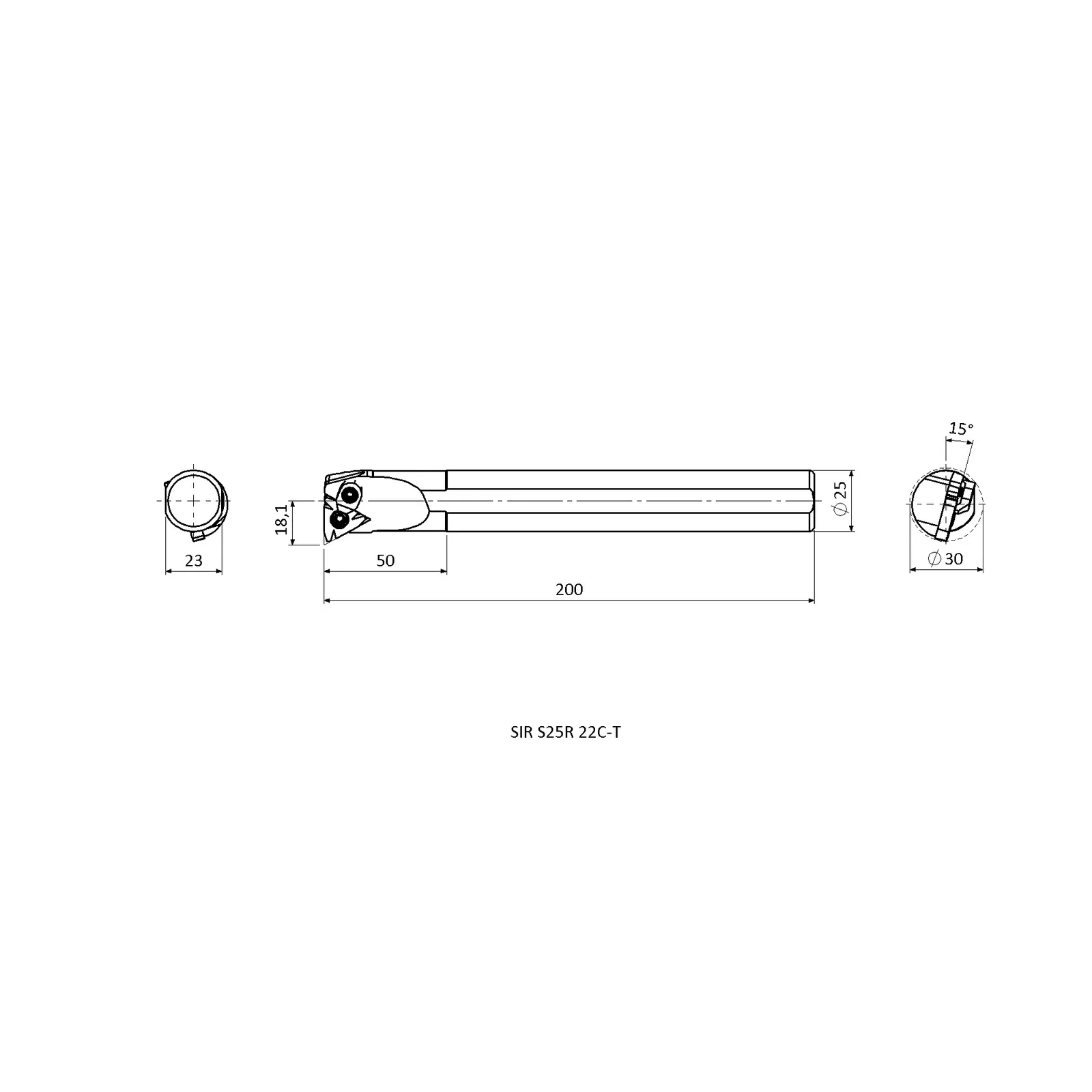 SIR S25R 22C-T &mdash; dimensioned drawing