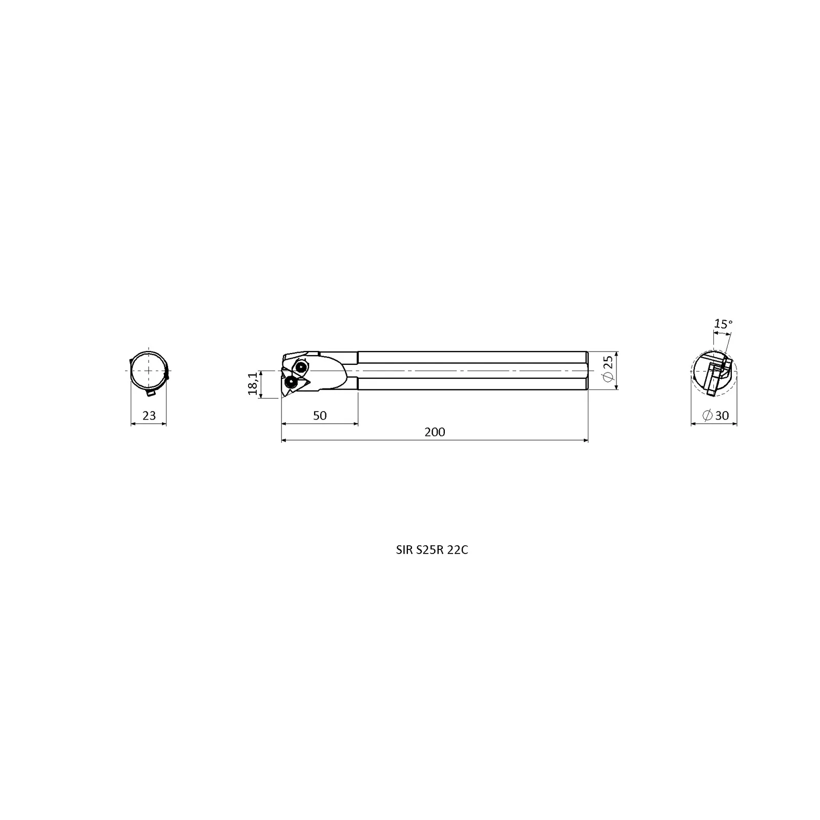 SIR S25R 22C &mdash; dimensioned drawing