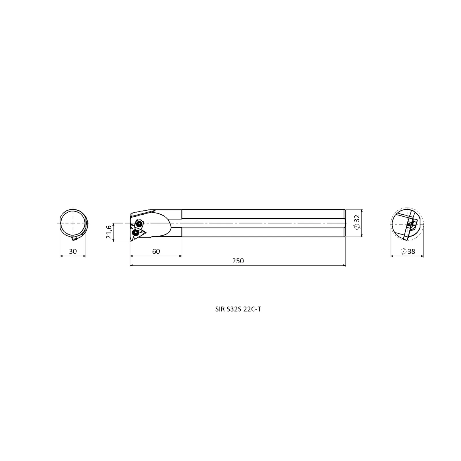 SIR S32S 22C-T &mdash; dimensioned drawing