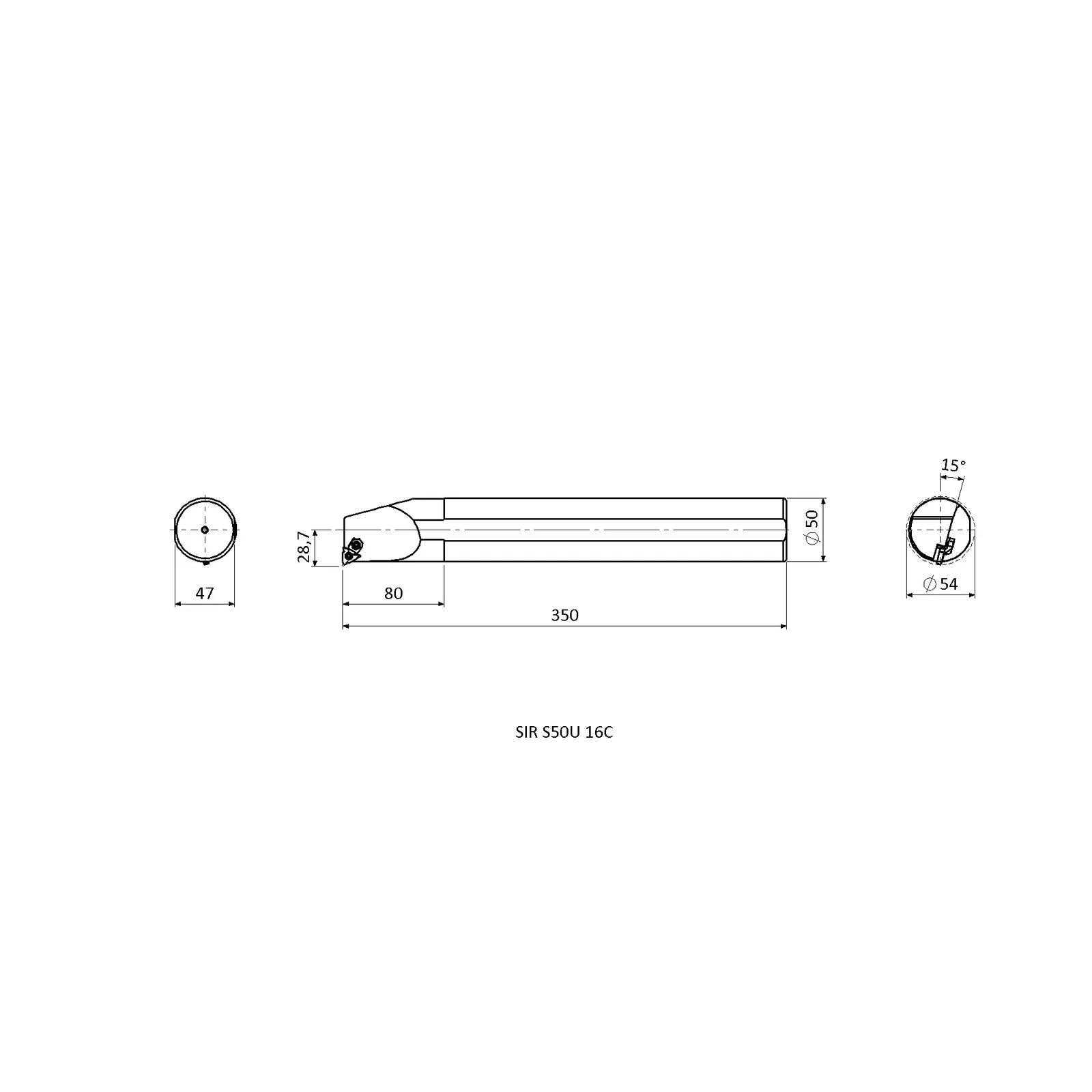 SIR S50U 16C &mdash; dimensioned drawing
