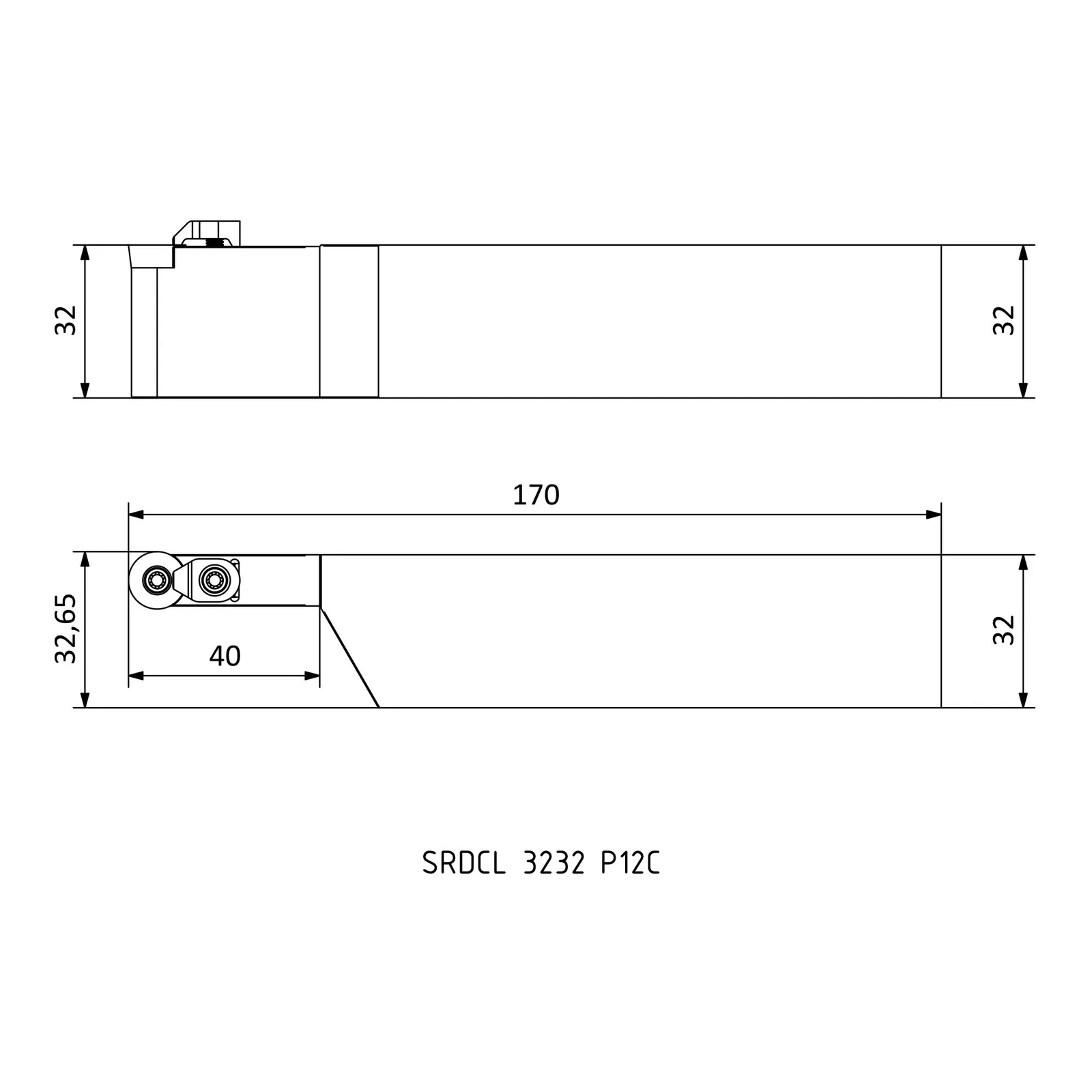 SRDCL 3232 P12C &mdash; dimensioned drawing