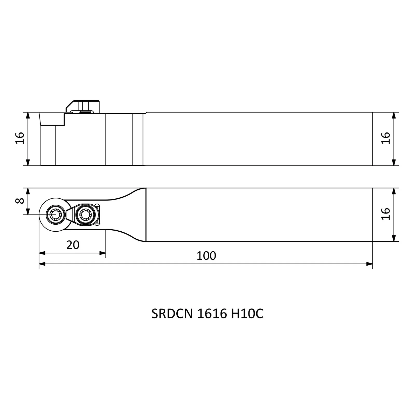 SRDCN 1616 H10C &mdash; dimensioned drawing