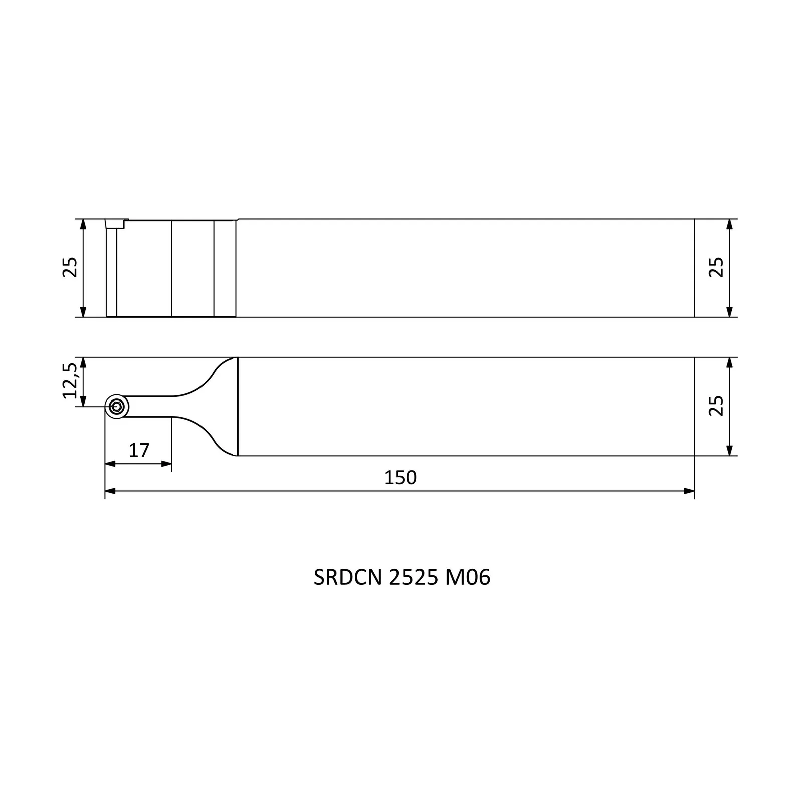 SRDCN 2525 M06 &mdash; dimensioned drawing
