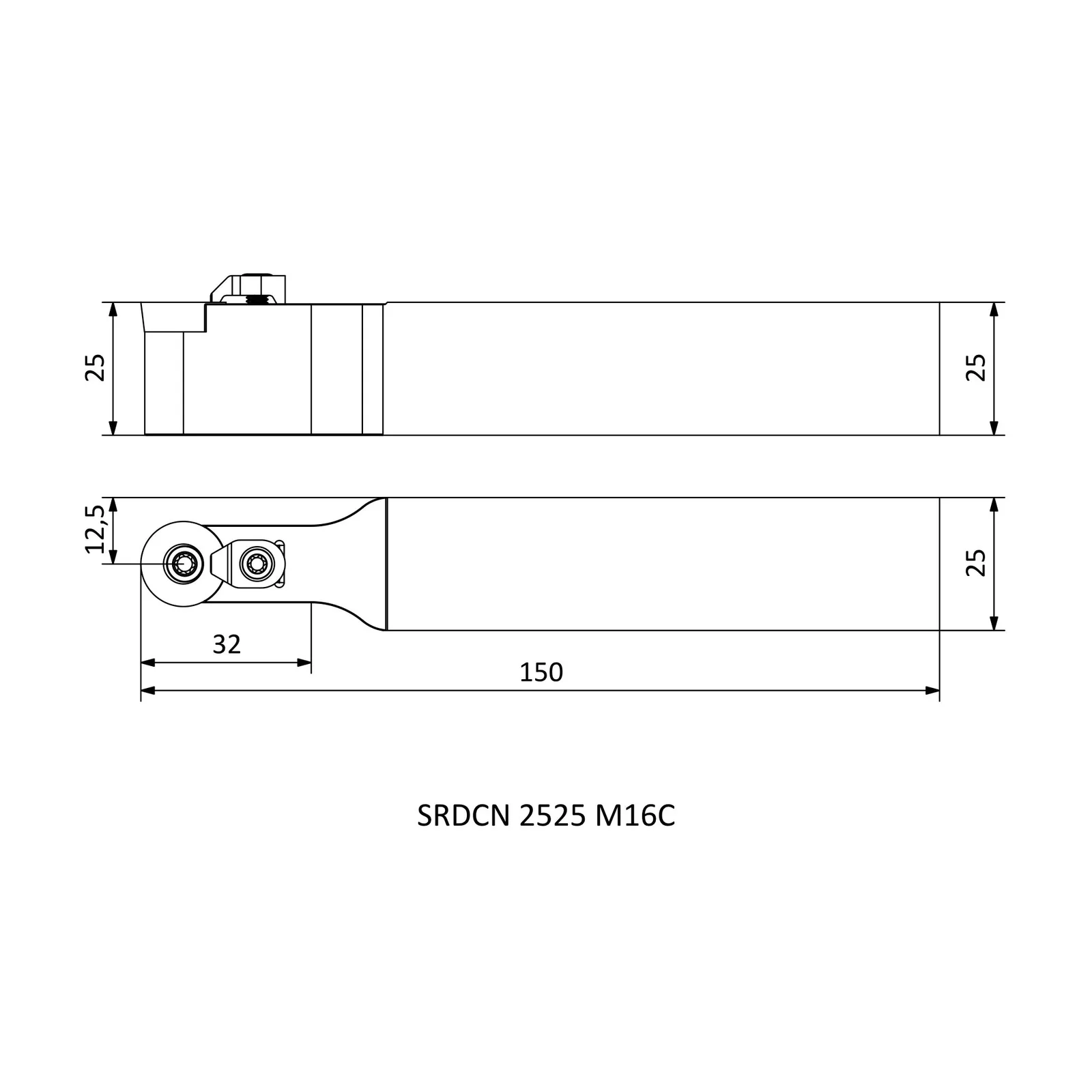 SRDCN 2525 M16C &mdash; dimensioned drawing