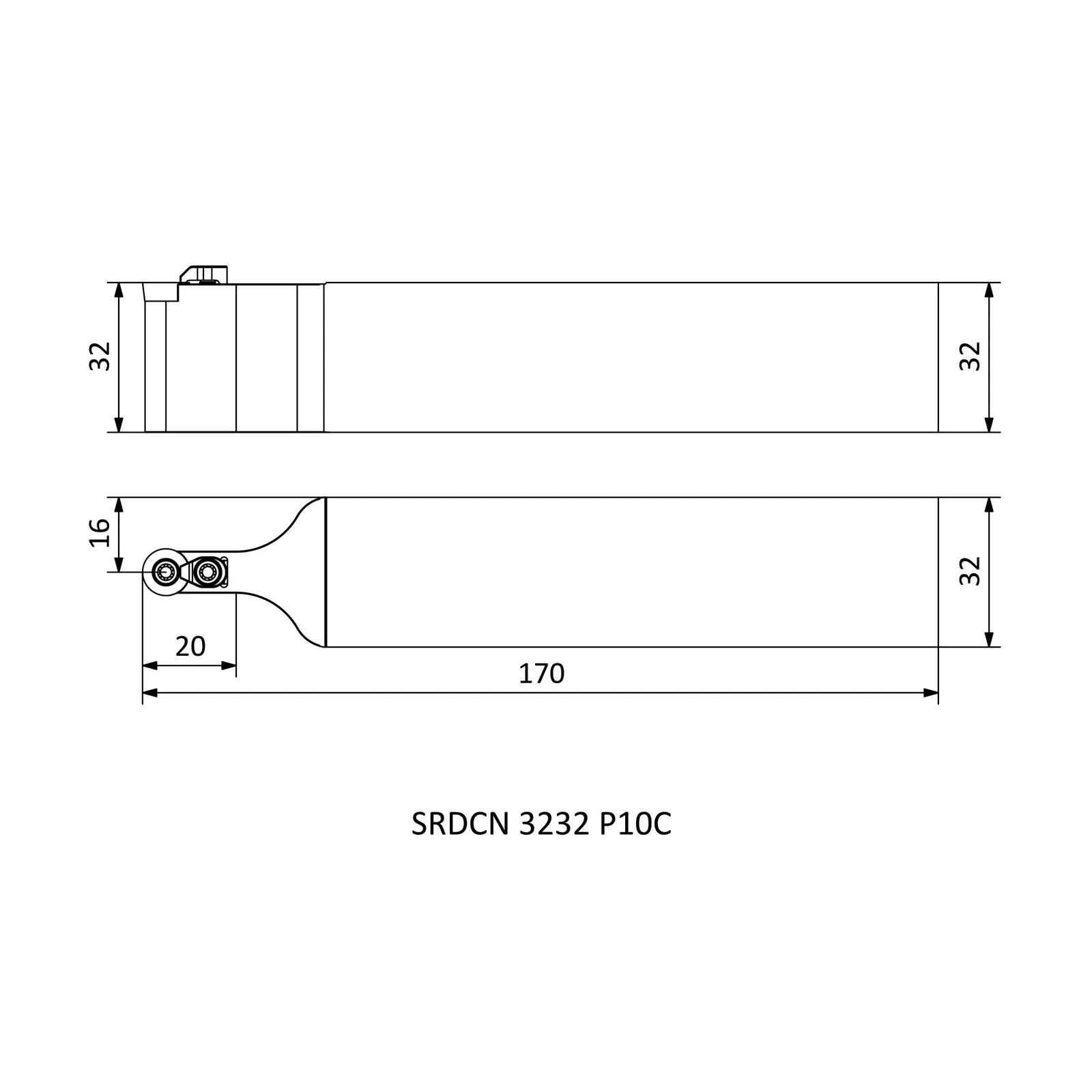 SRDCN 3232 P10C &mdash; dimensioned drawing