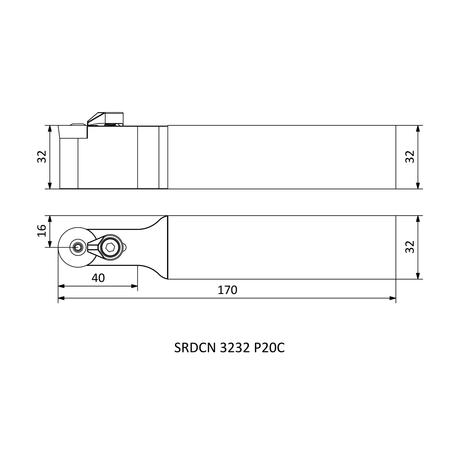SRDCN 3232 P20C &mdash; dimensioned drawing