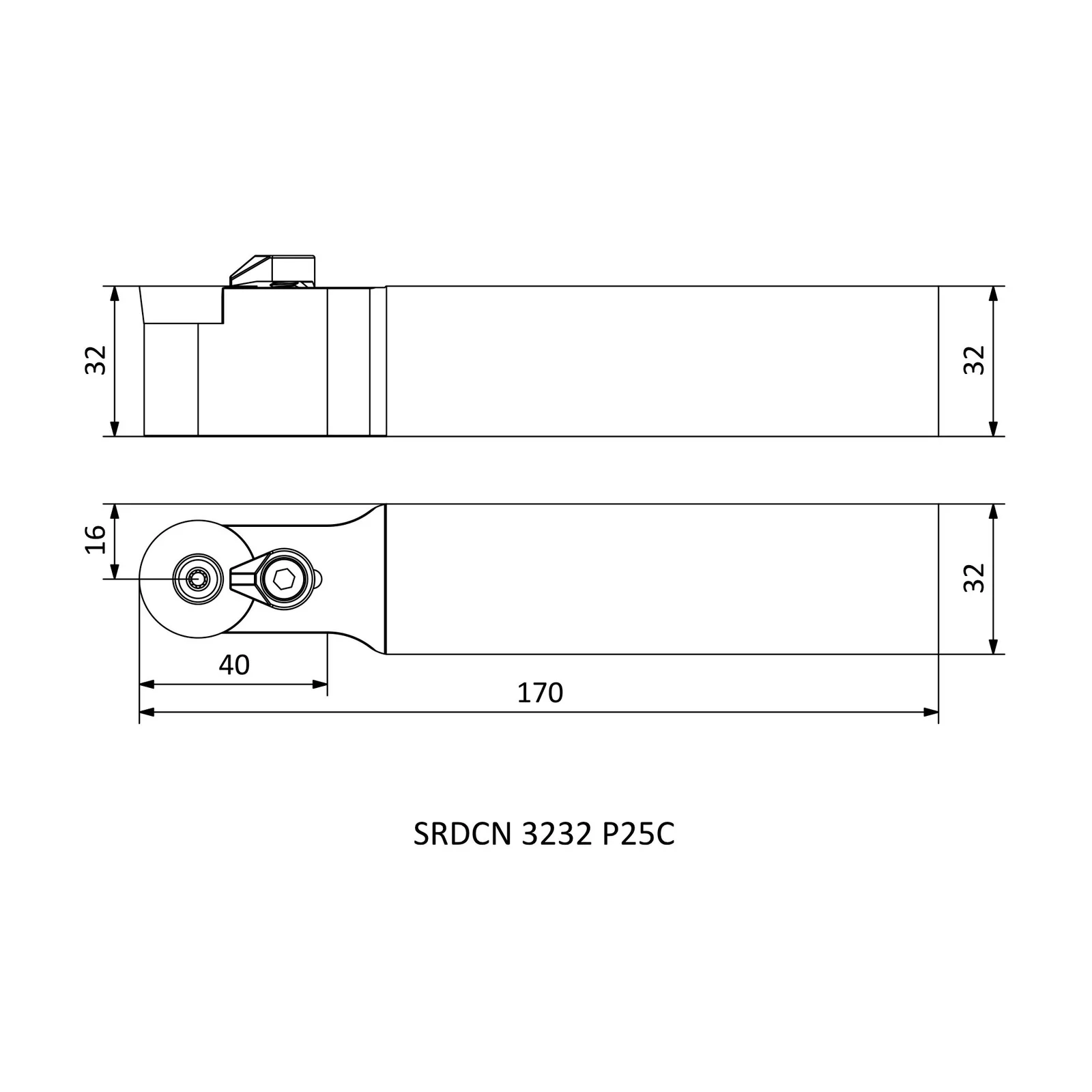 SRDCN 3232 P25C &mdash; dimensioned drawing