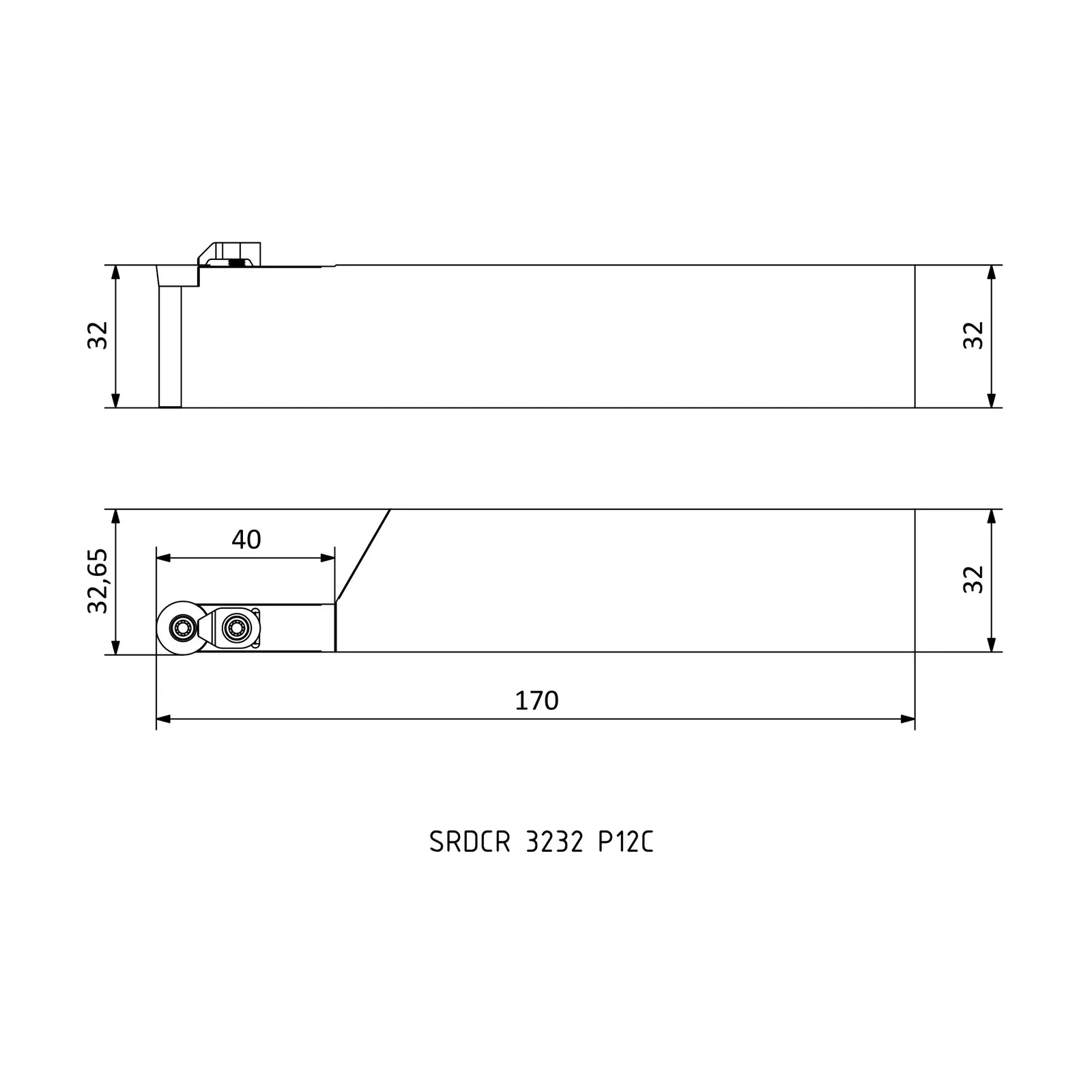 SRDCR 3232 P12C &mdash; dimensioned drawing