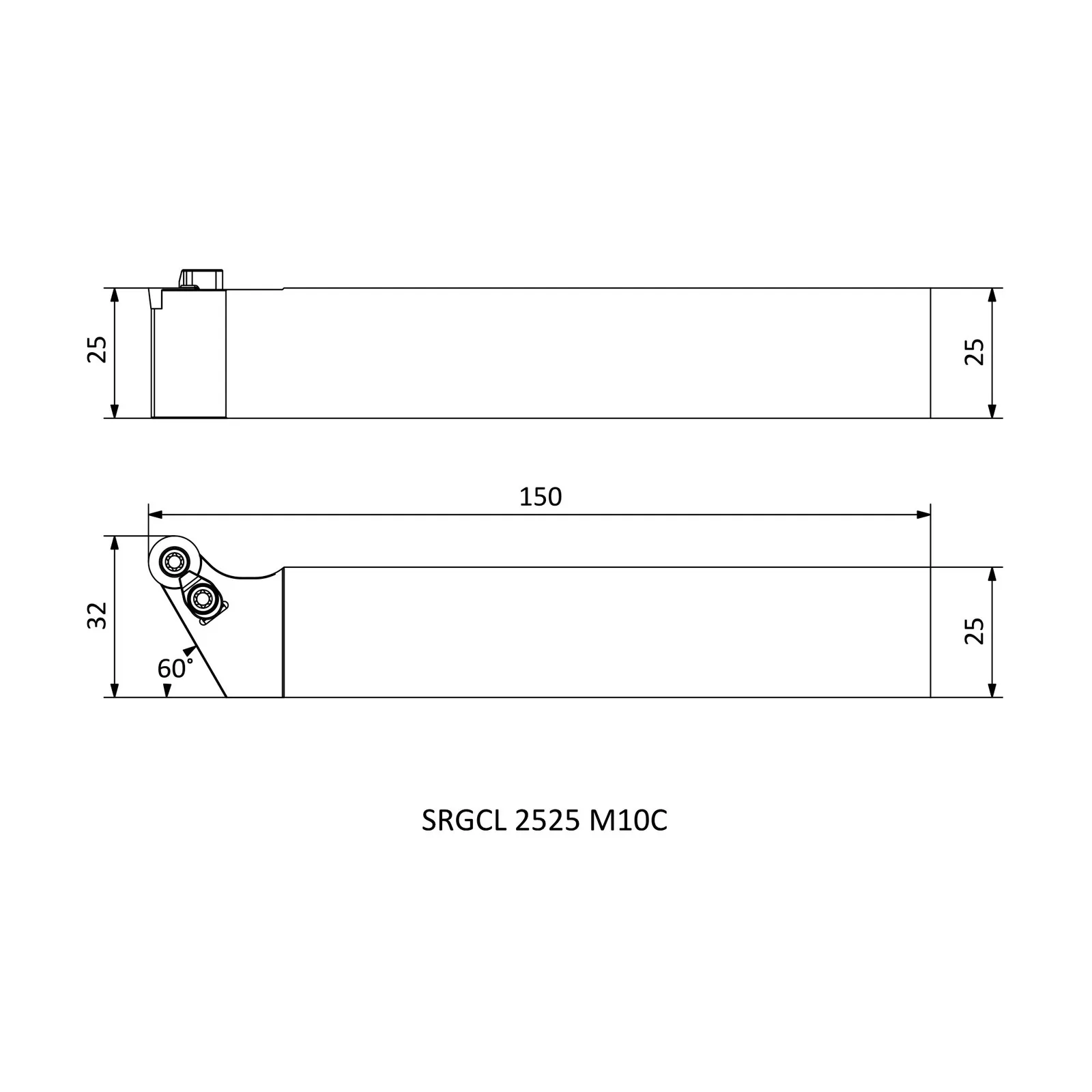 SRGCL 2525 M10C &mdash; dimensioned drawing
