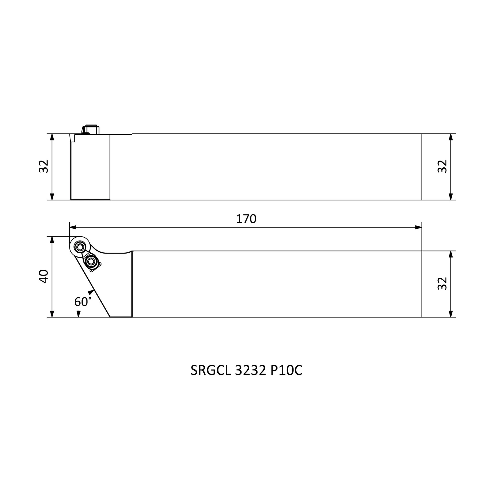 SRGCL 3232 P10C &mdash; dimensioned drawing