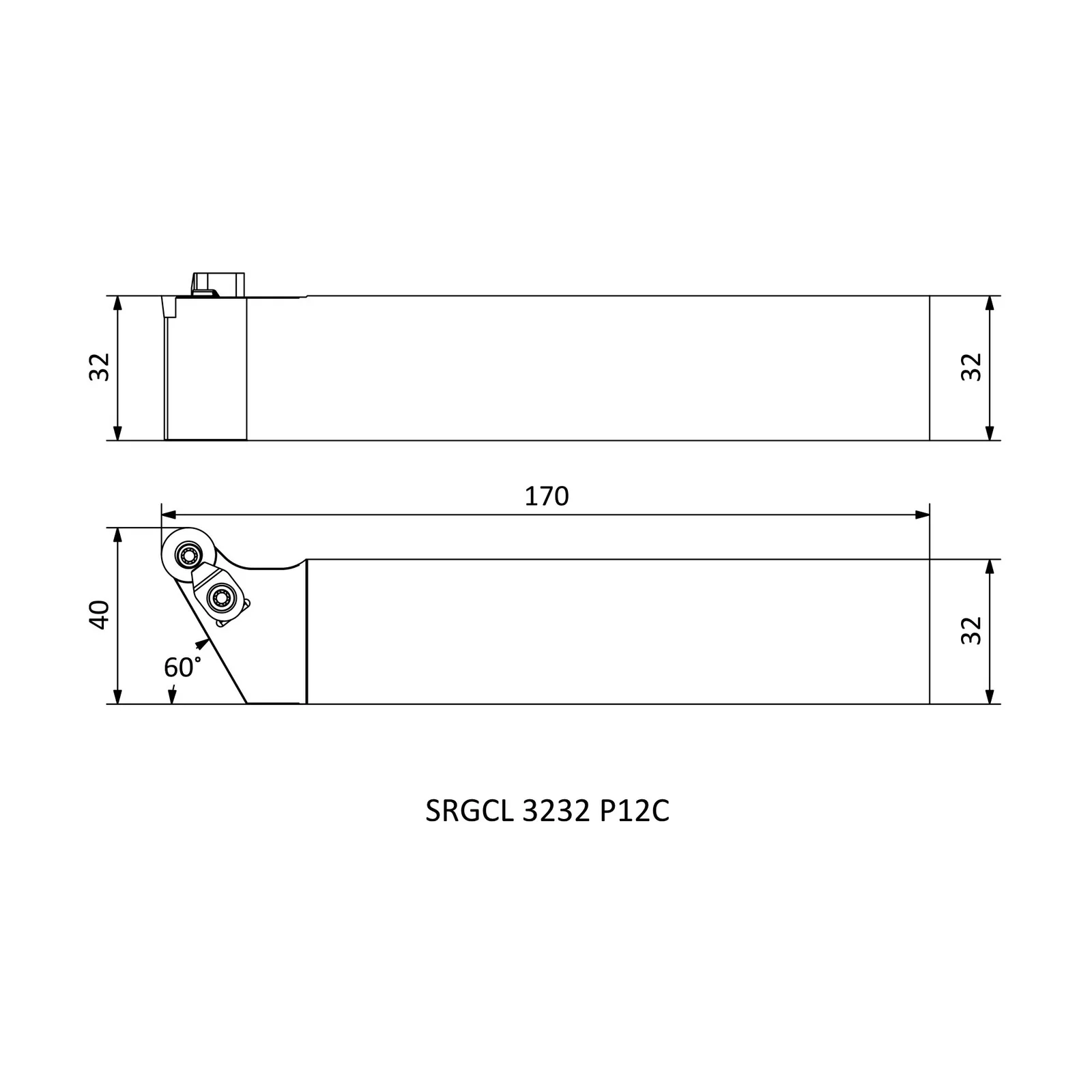 SRGCL 3232 P12C &mdash; dimensioned drawing