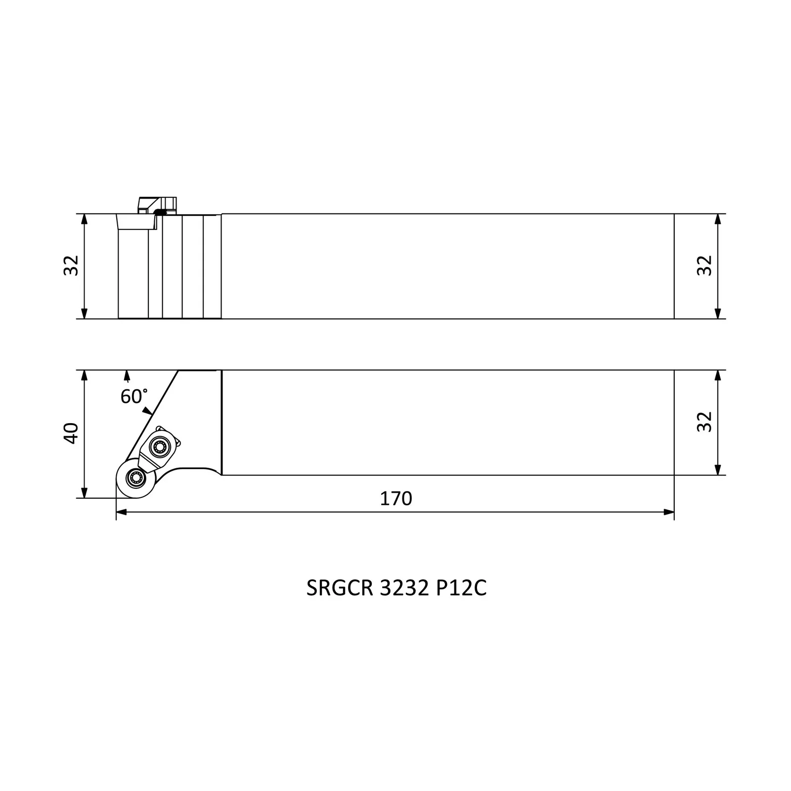 SRGCR 3232 P12C &mdash; dimensioned drawing