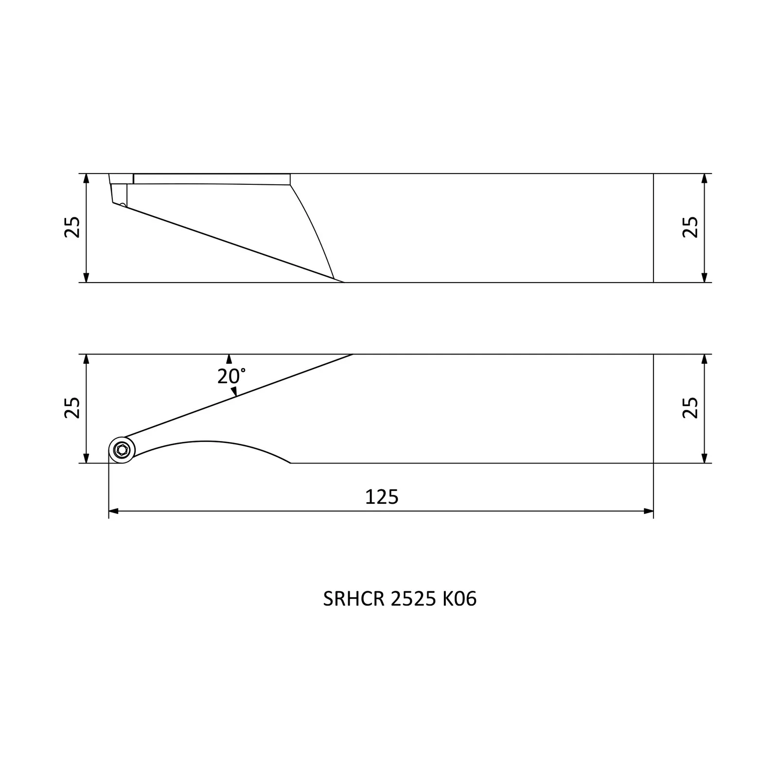 SRHCR 2525 K06 &mdash; dimensioned drawing