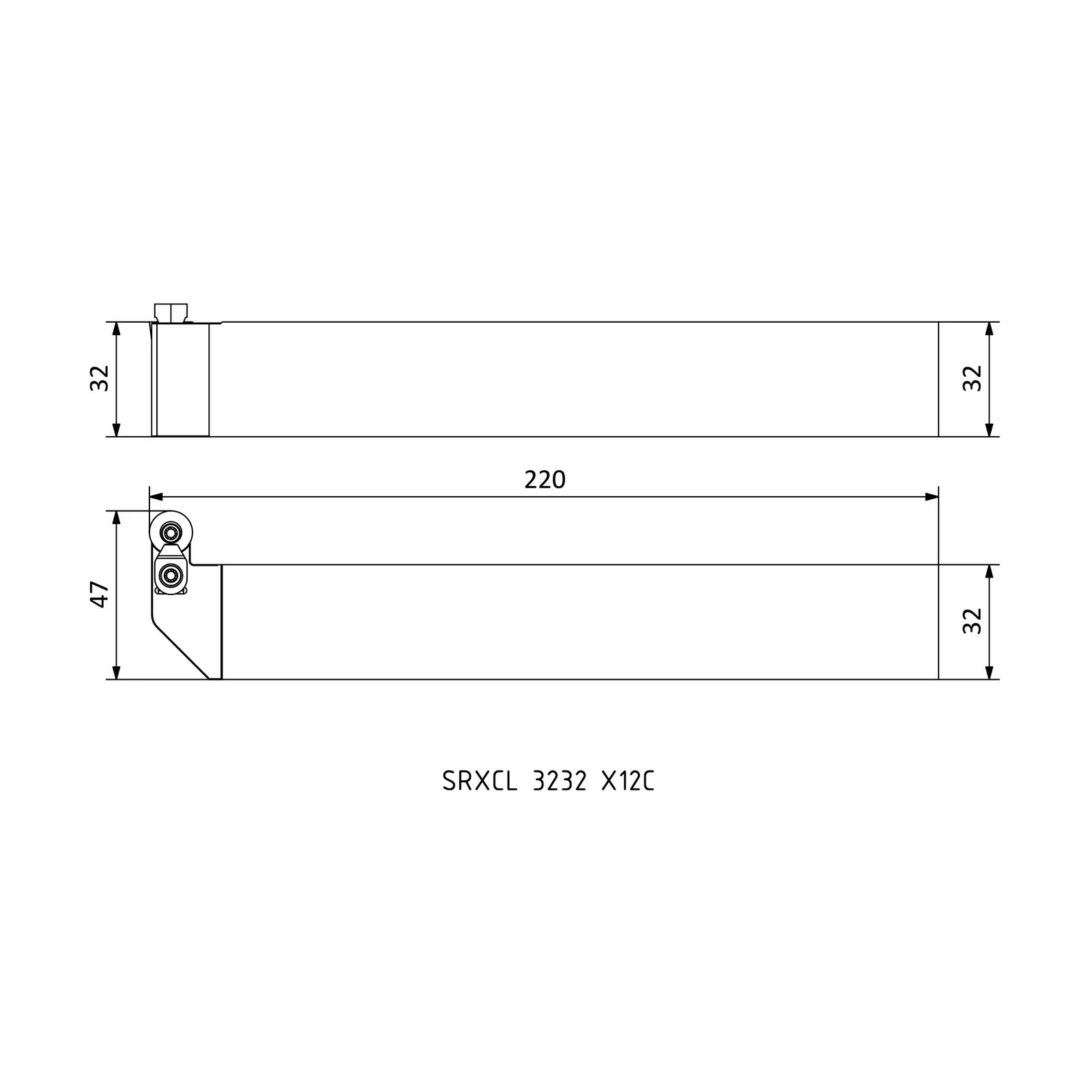 SRXCL 3232 X12C &mdash; dimensioned drawing