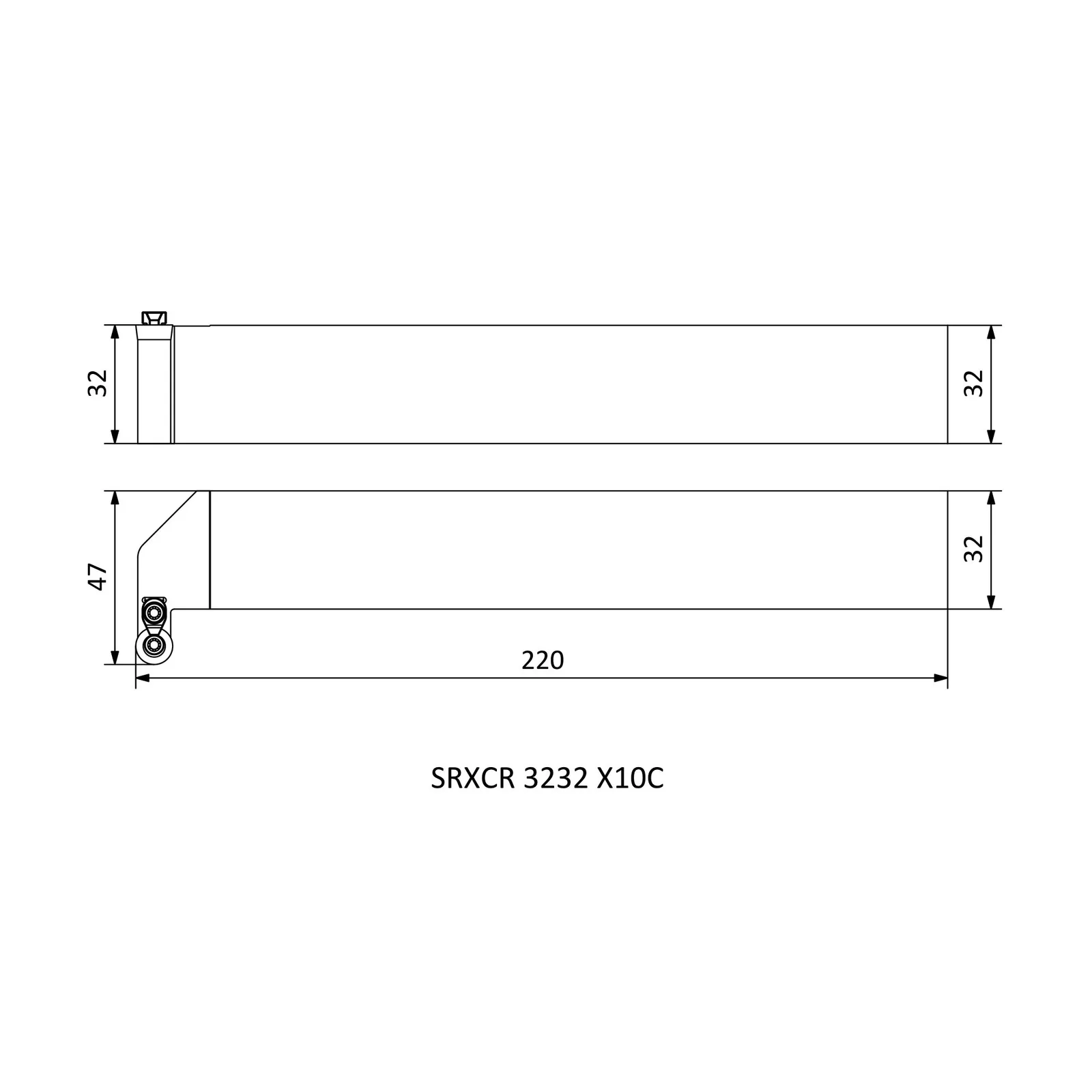 SRXCR 3232 X10C &mdash; dimensioned drawing