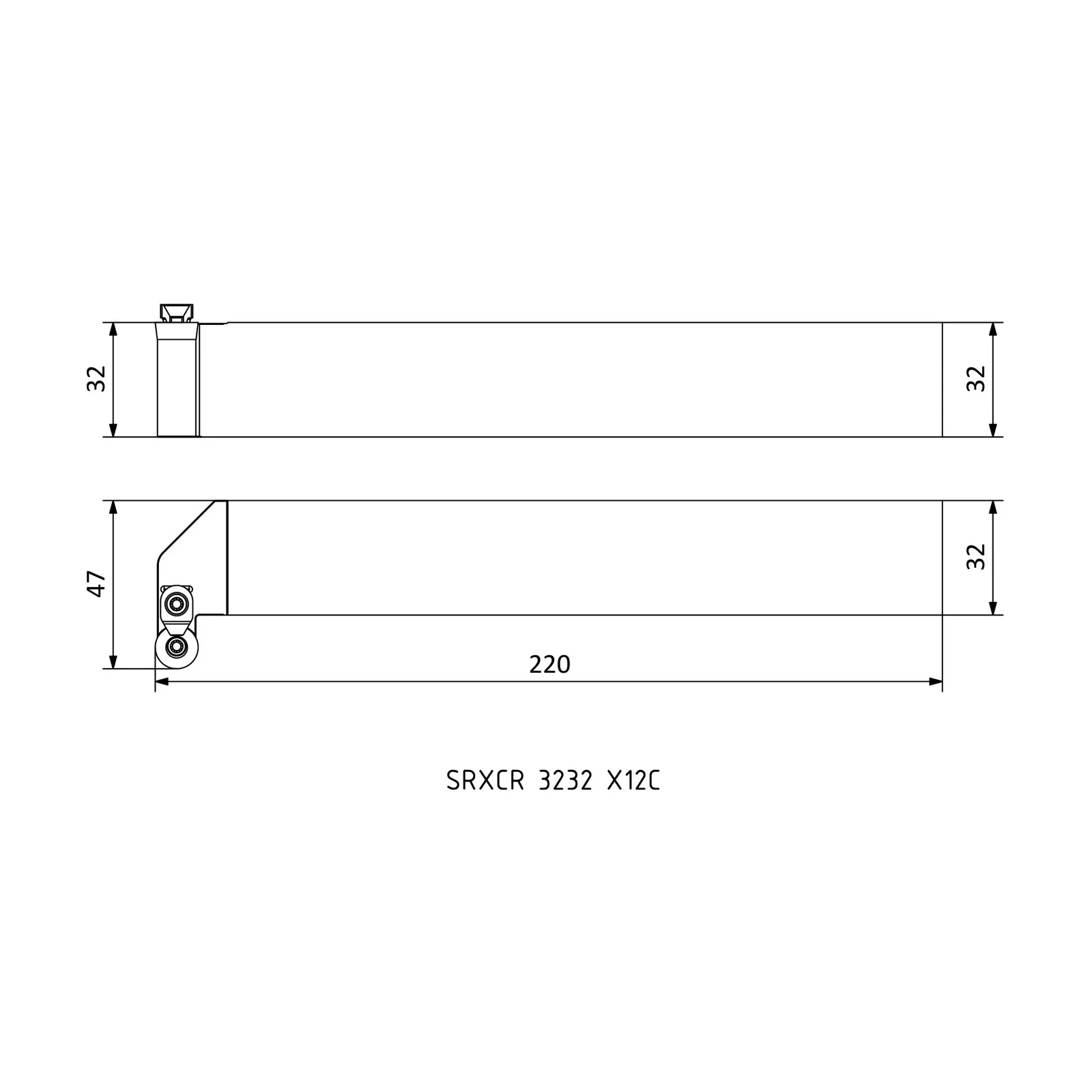 SRXCR 3232 X12C &mdash; dimensioned drawing