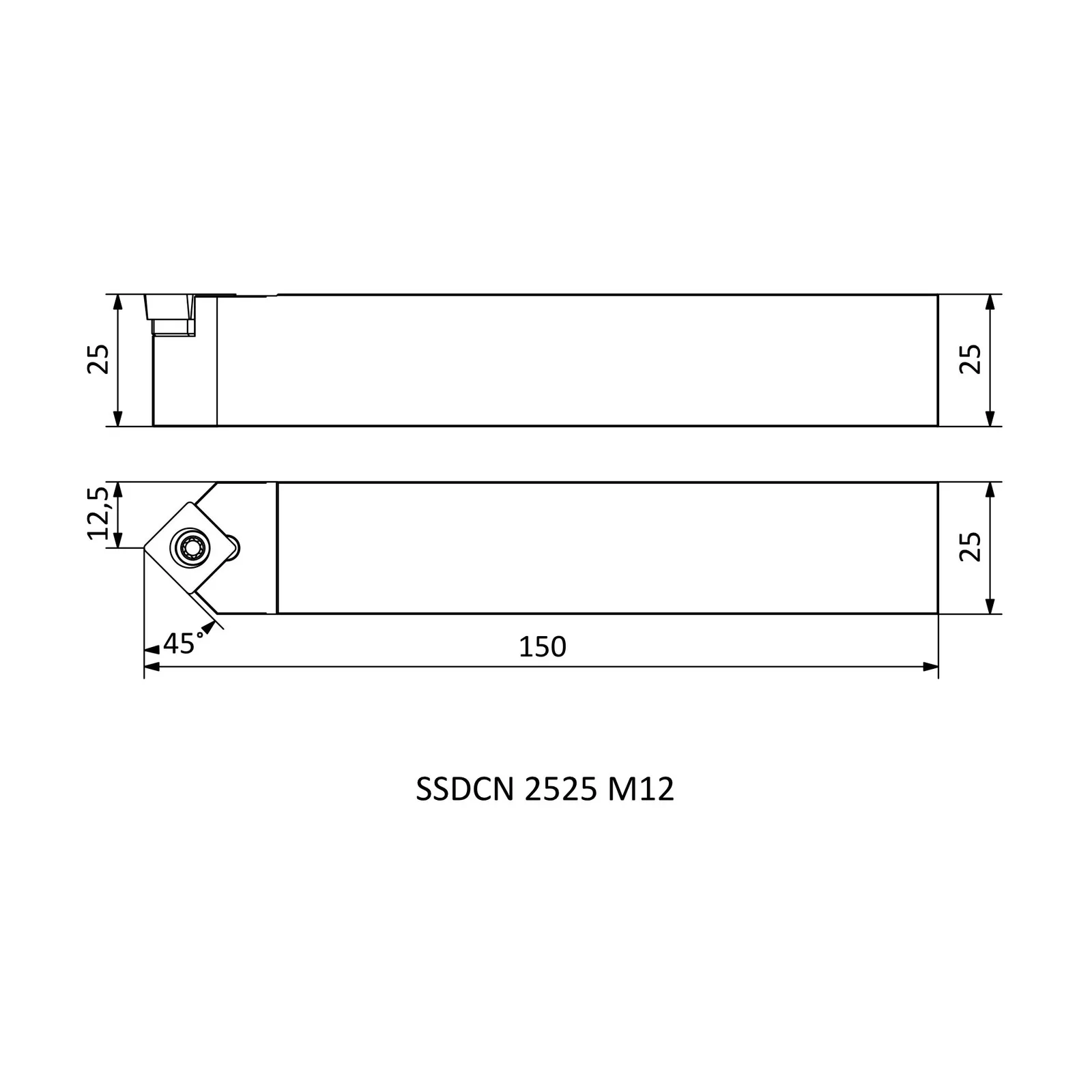 SSDCN 2525 M12 &mdash; dimensioned drawing