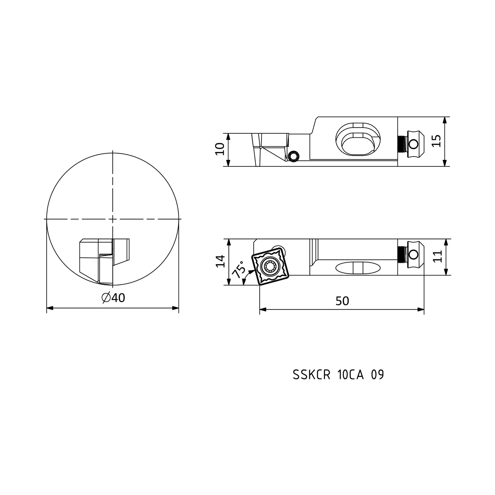 SSKCR 10CA 09 &mdash; dimensioned drawing