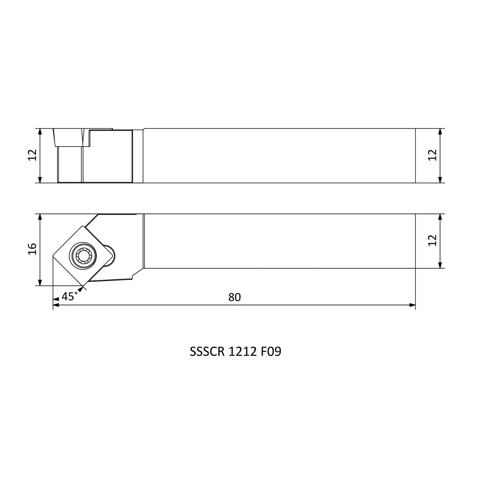 SSSCR 1212 F09 &mdash; dimensioned drawing